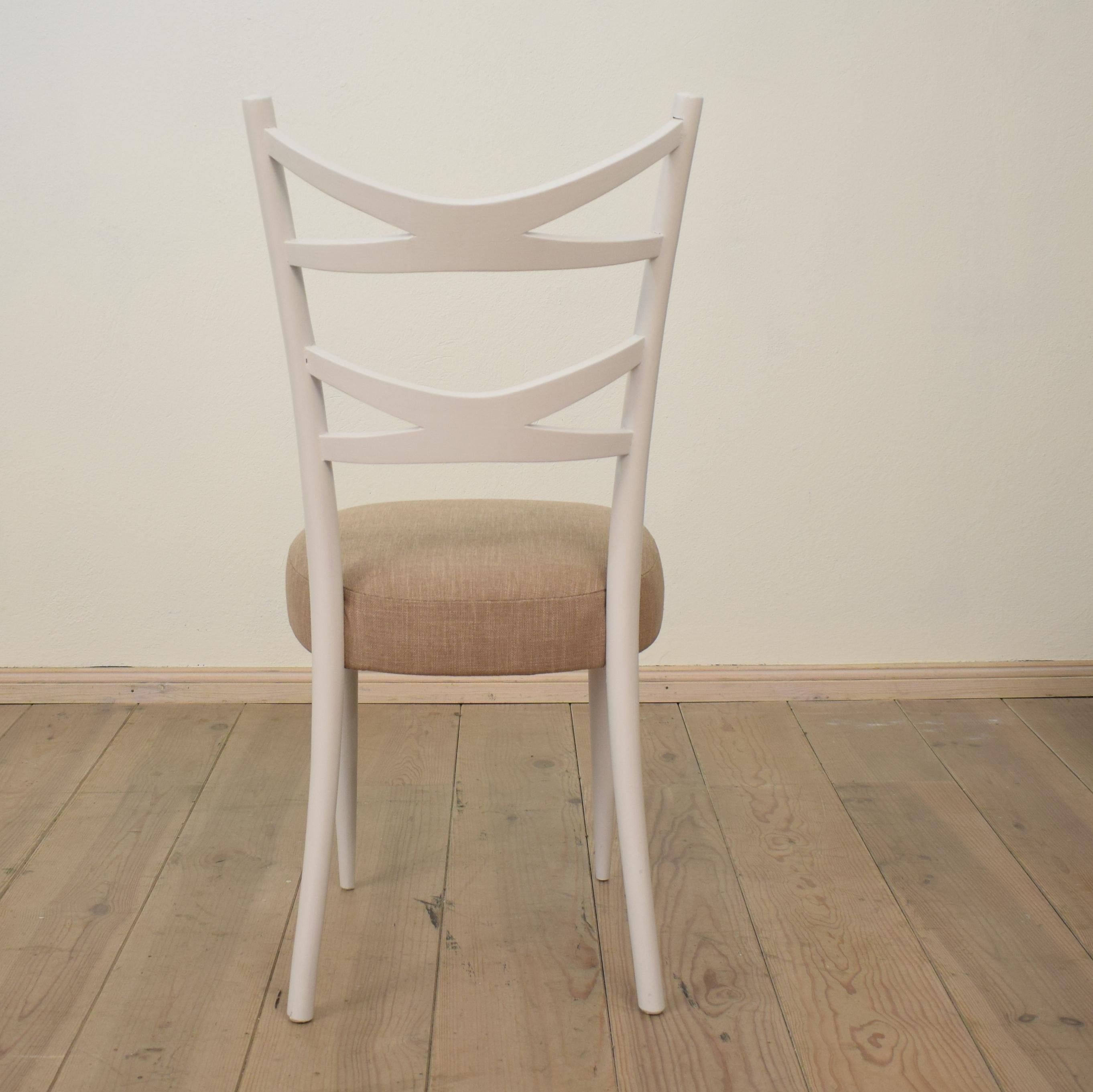 Set of Eight Mid Century 1940s White Italian Dining Chairs Style Osvaldo Borsani 3