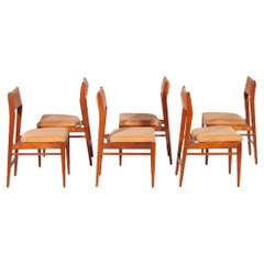 Set of Eight 1950s Designed in Solid Oak Dining Chairs, Belgium