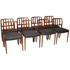 Set of Eight 1960s Danish Dining Chairs by Niels Moller