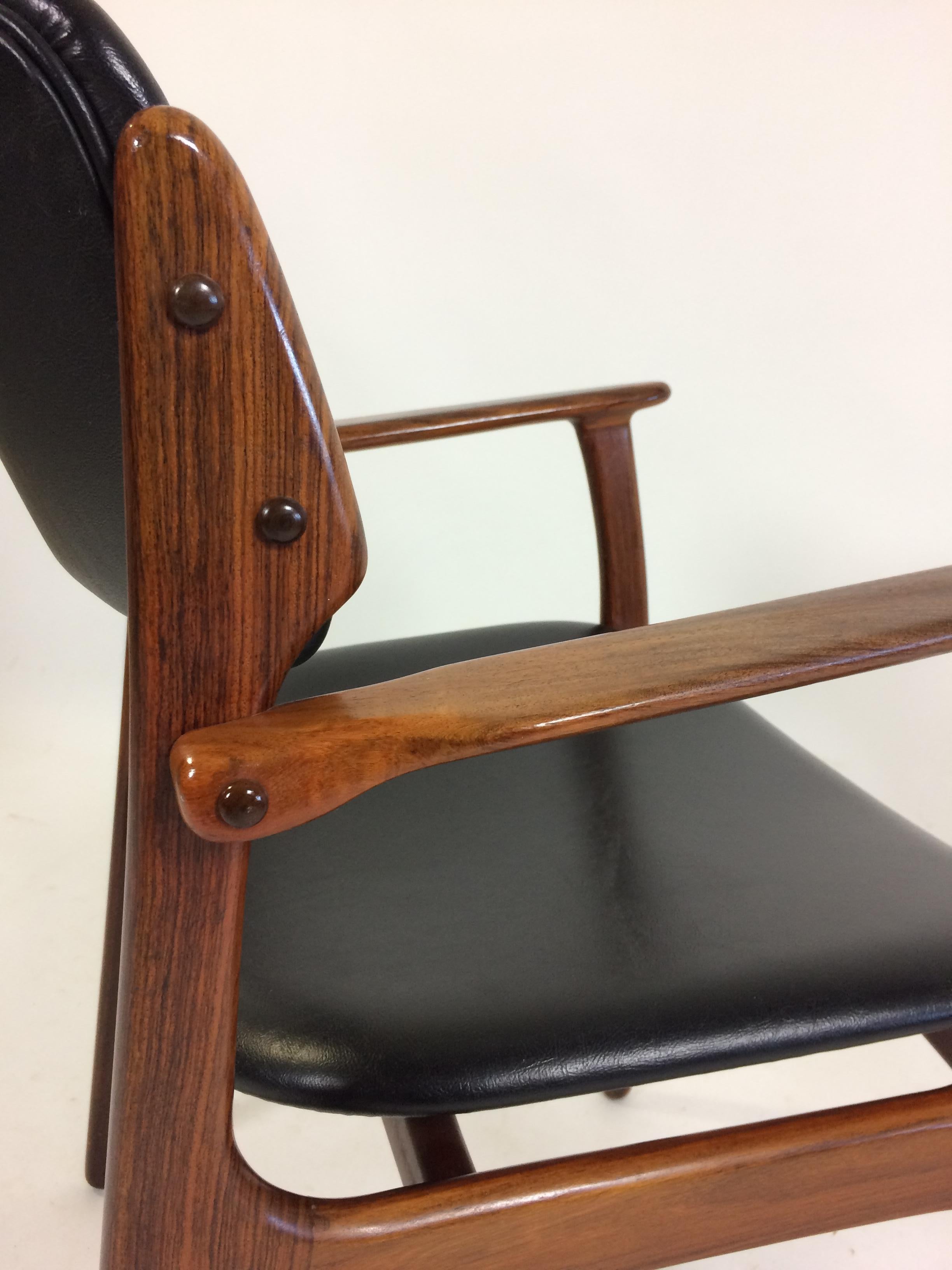 Fabric Set of Eight 1960s Erik Buch Armchairs in Rosewood