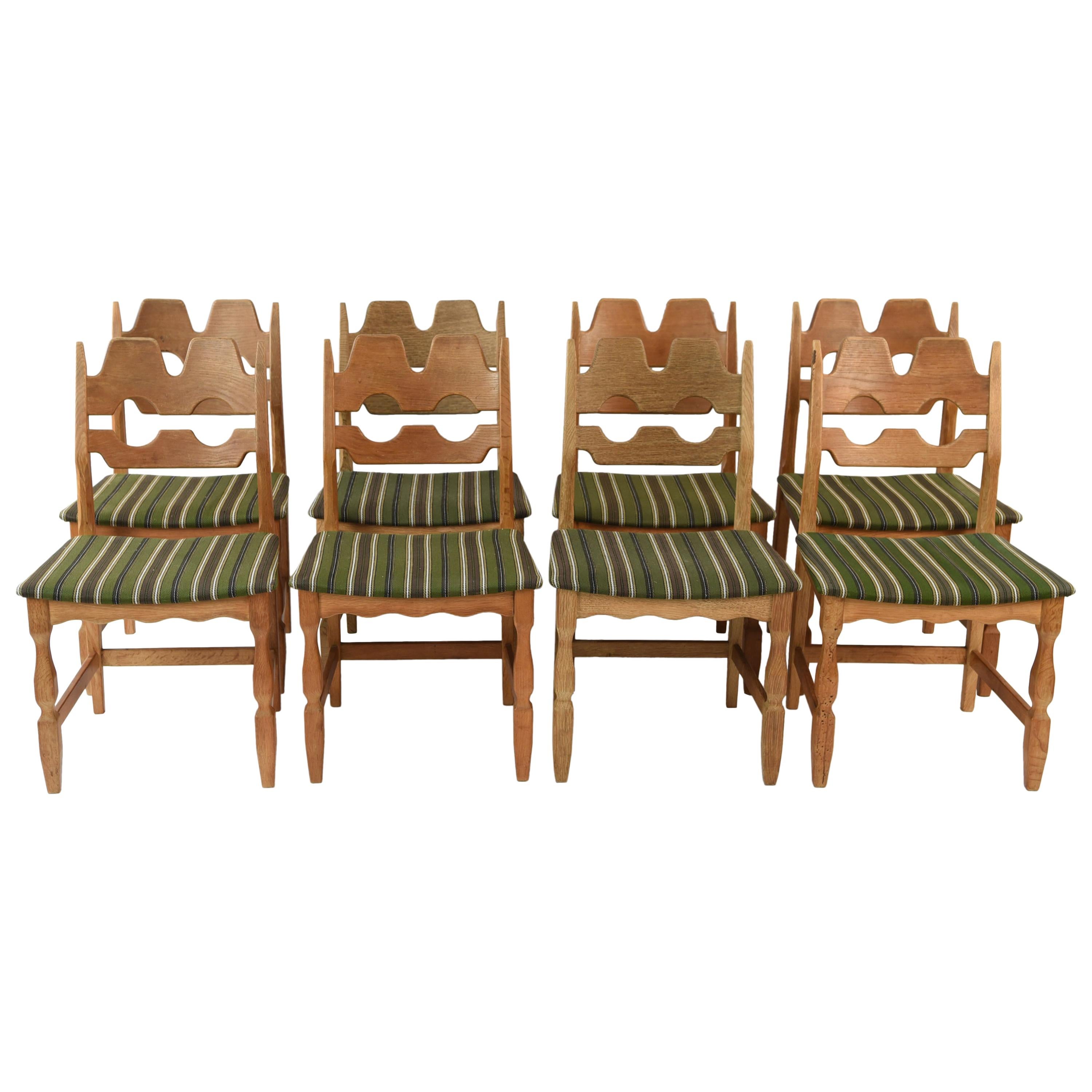 Set of Eight 1960s Oak Dining Chairs by Henning Kjærnulf
