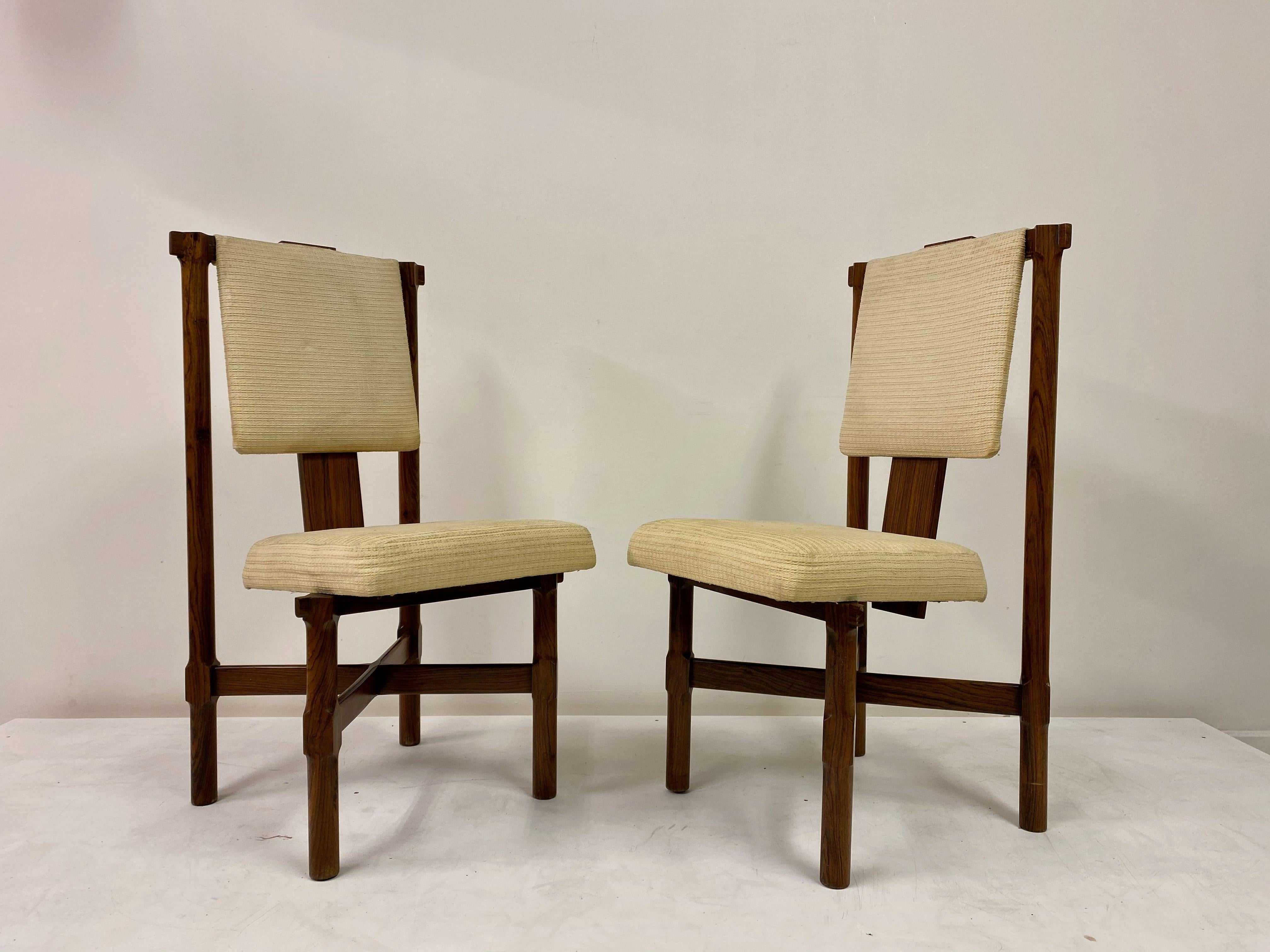 Hardwood Set of Eight 1970s Italian Dining Chairs