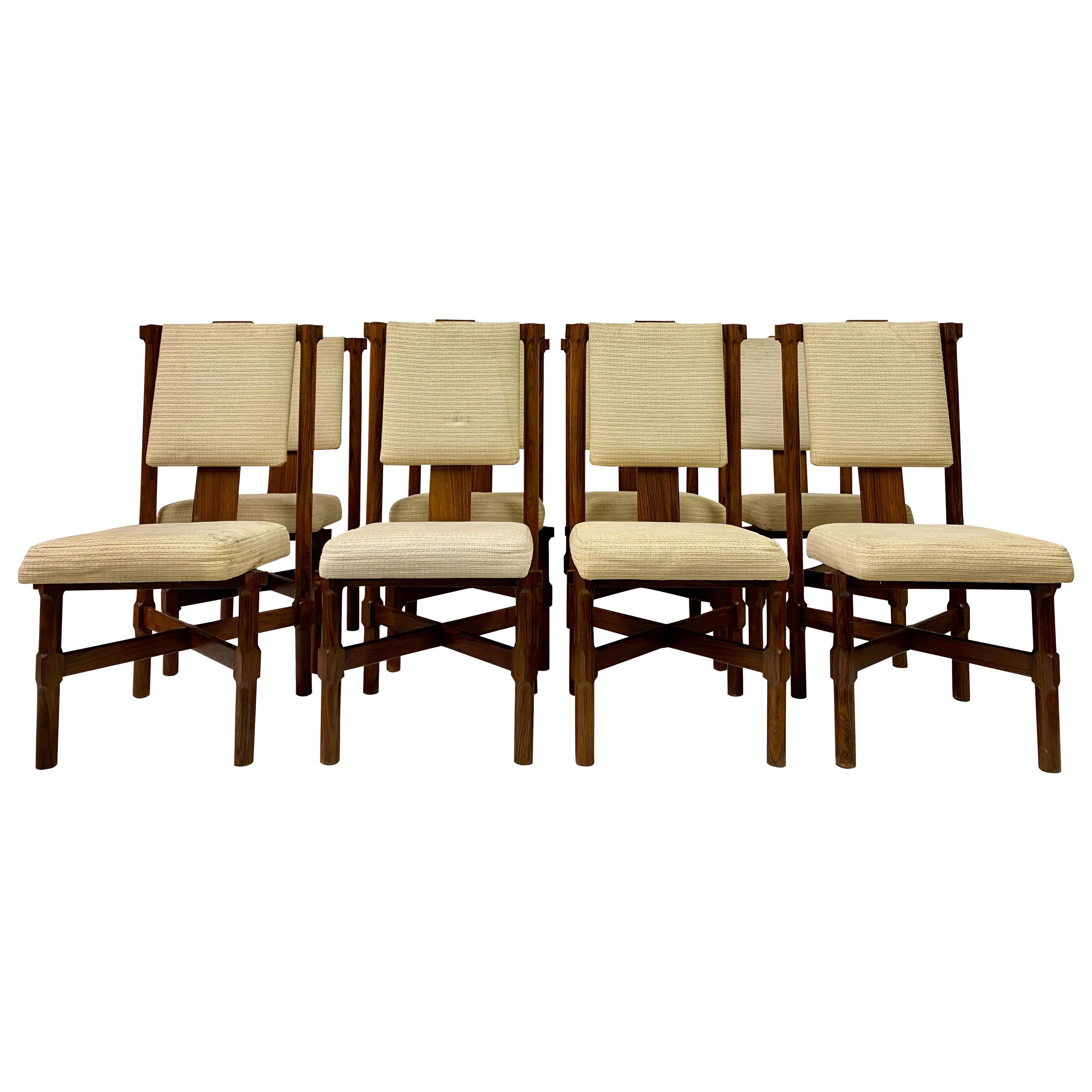 Set of Eight 1970s Italian Dining Chairs