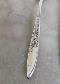 Set of Eight 1970s Sterling Silver Tea Spoons Gorham White Paisley Pattern