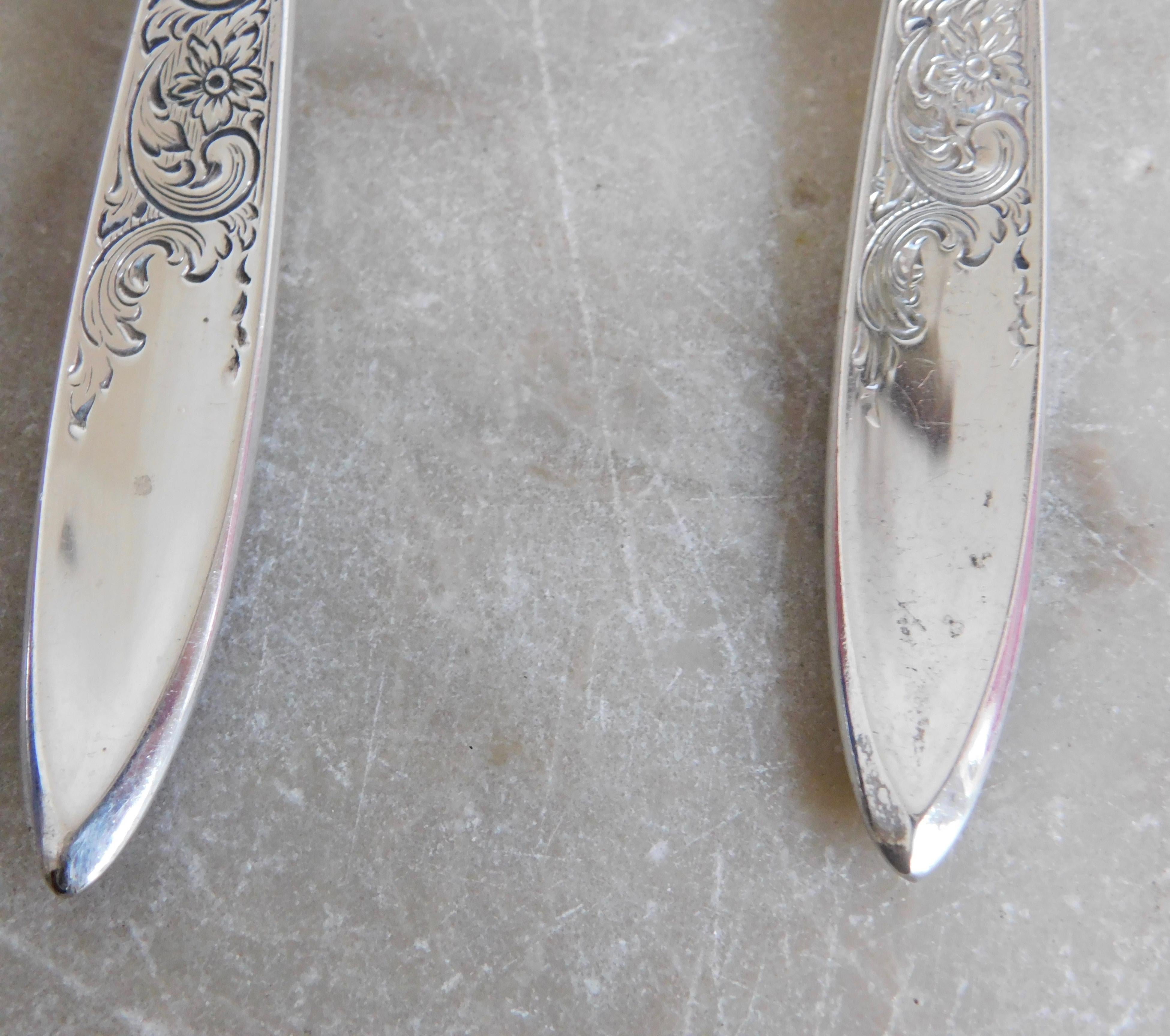 20th Century Set of Eight 1970s Sterling Silver Tea Spoons Gorham White Paisley Pattern For Sale