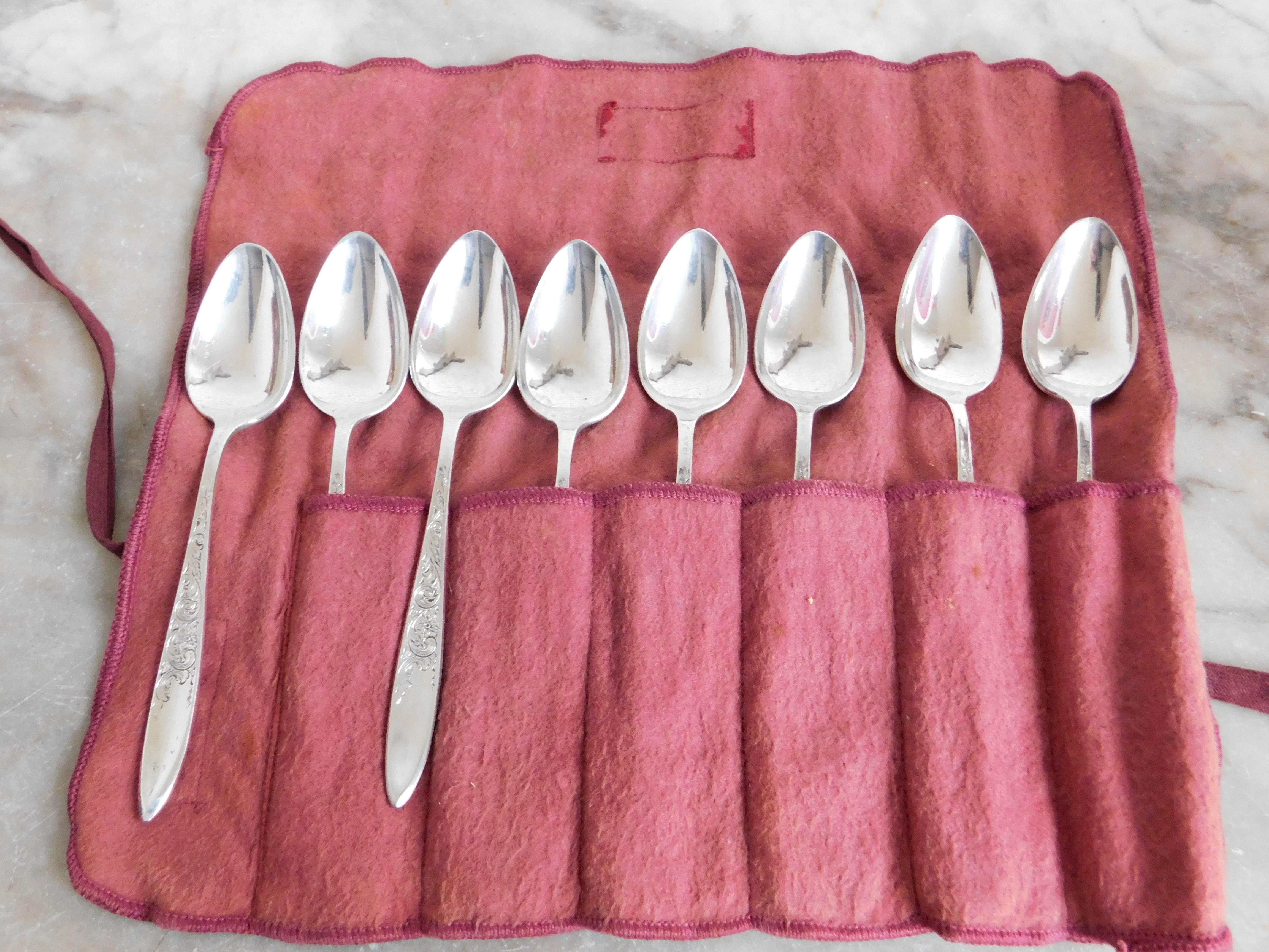 Set of Eight 1970s Sterling Silver Tea Spoons Gorham White Paisley Pattern For Sale 3