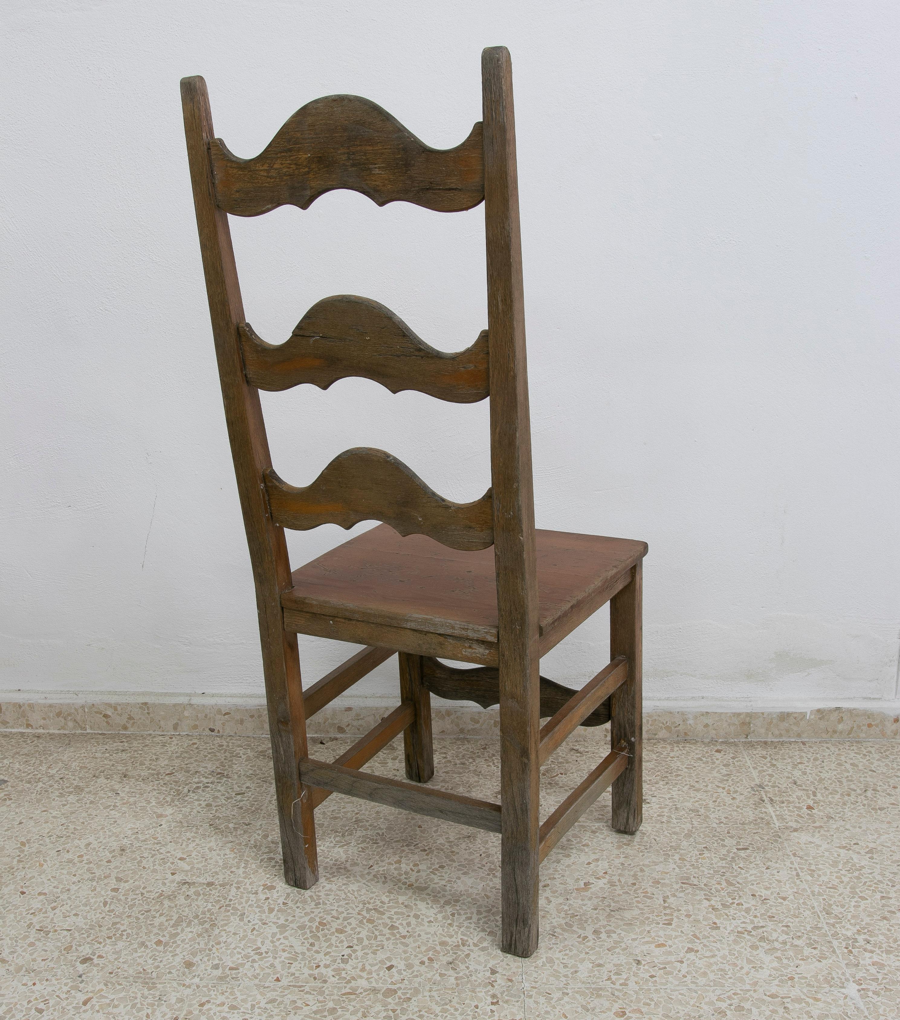 20th Century Set of Eight 1980s Spanish Andalusian Traditional Wooden Flamenco Chairs For Sale