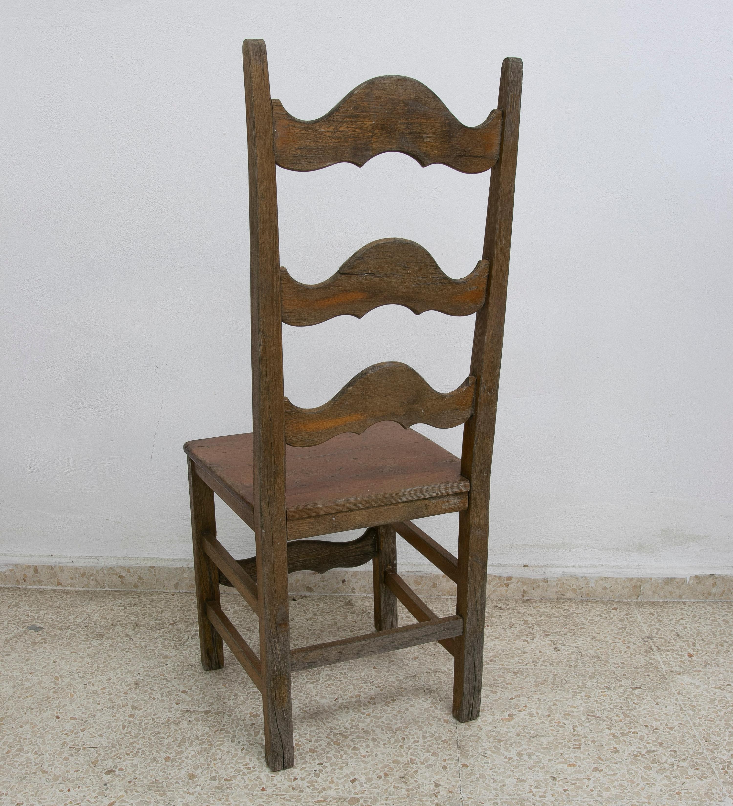 Set of Eight 1980s Spanish Andalusian Traditional Wooden Flamenco Chairs For Sale 1