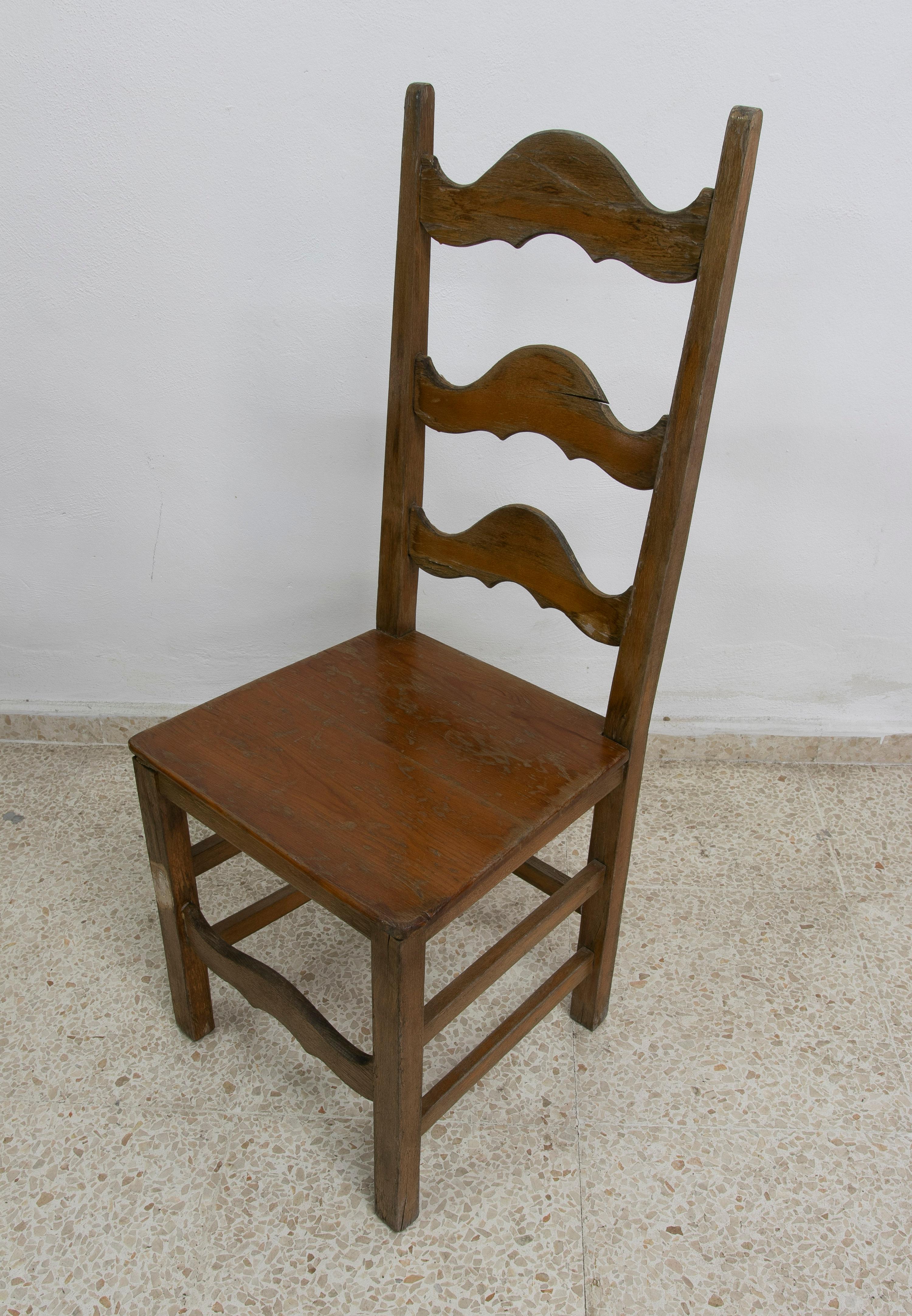 Set of Eight 1980s Spanish Andalusian Traditional Wooden Flamenco Chairs For Sale 2