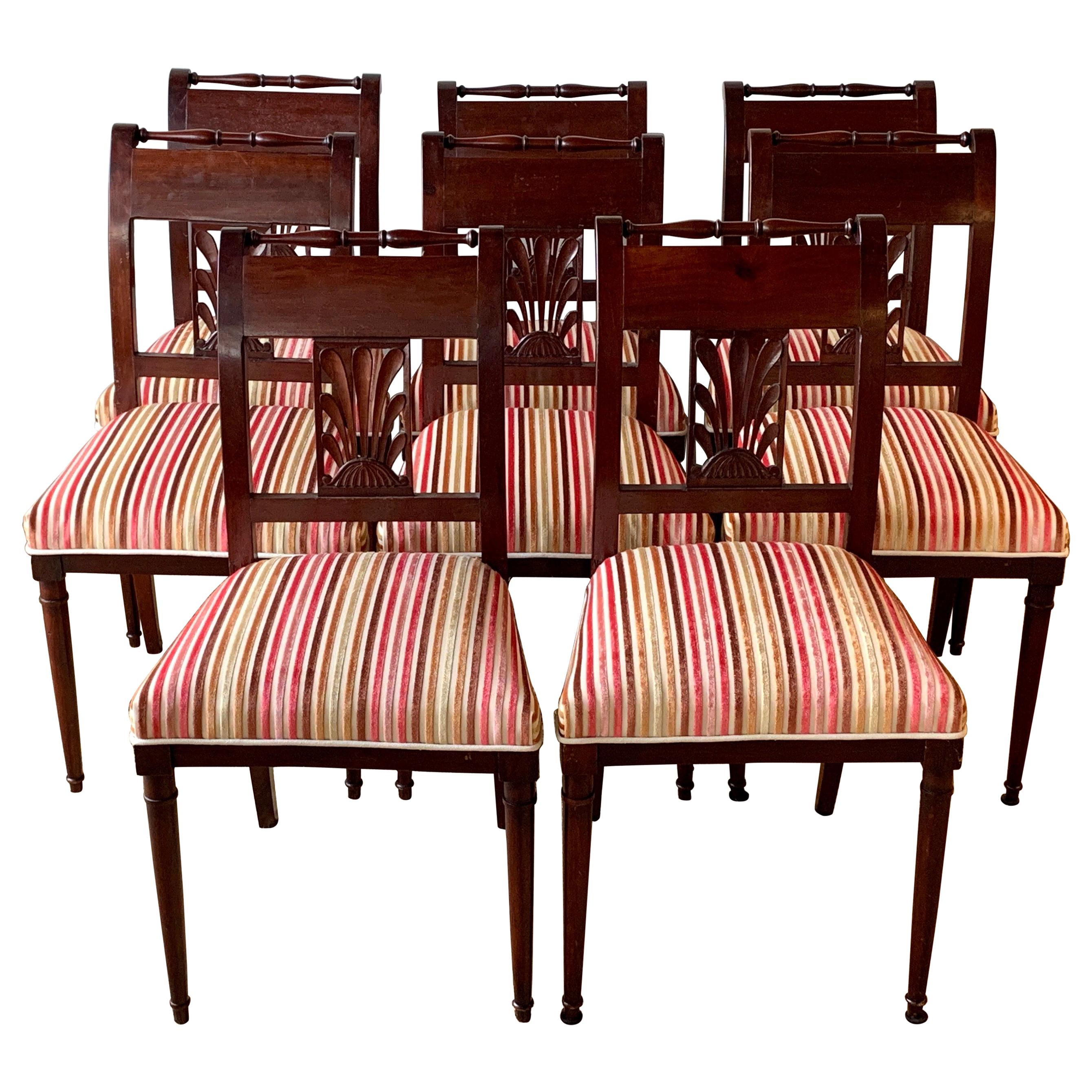 Set of Eight 19th Century Directoire Style Dining Chairs