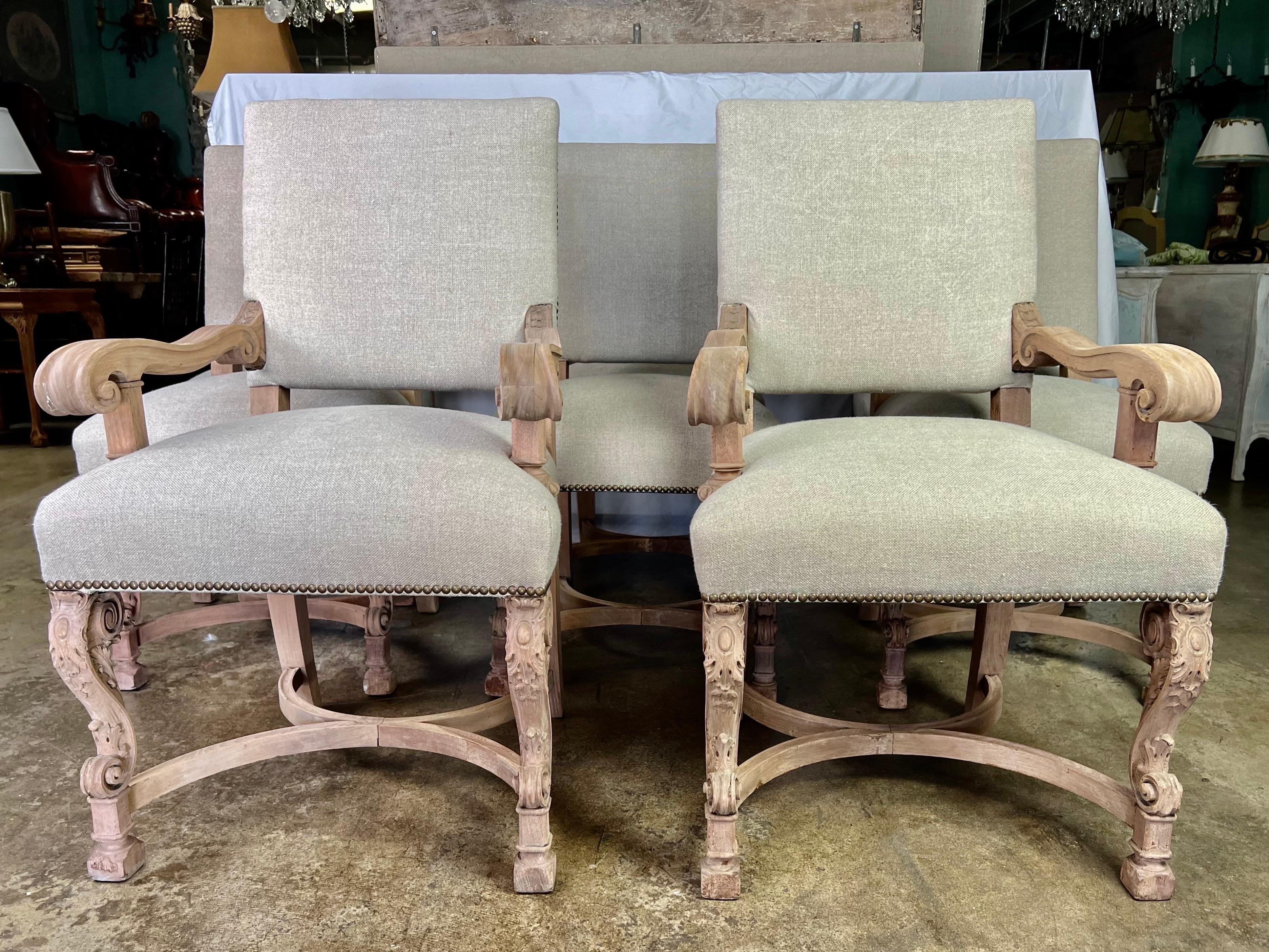 Set of Eight 19th C. Bleached Mahogany Dining Chairs In Good Condition In Los Angeles, CA