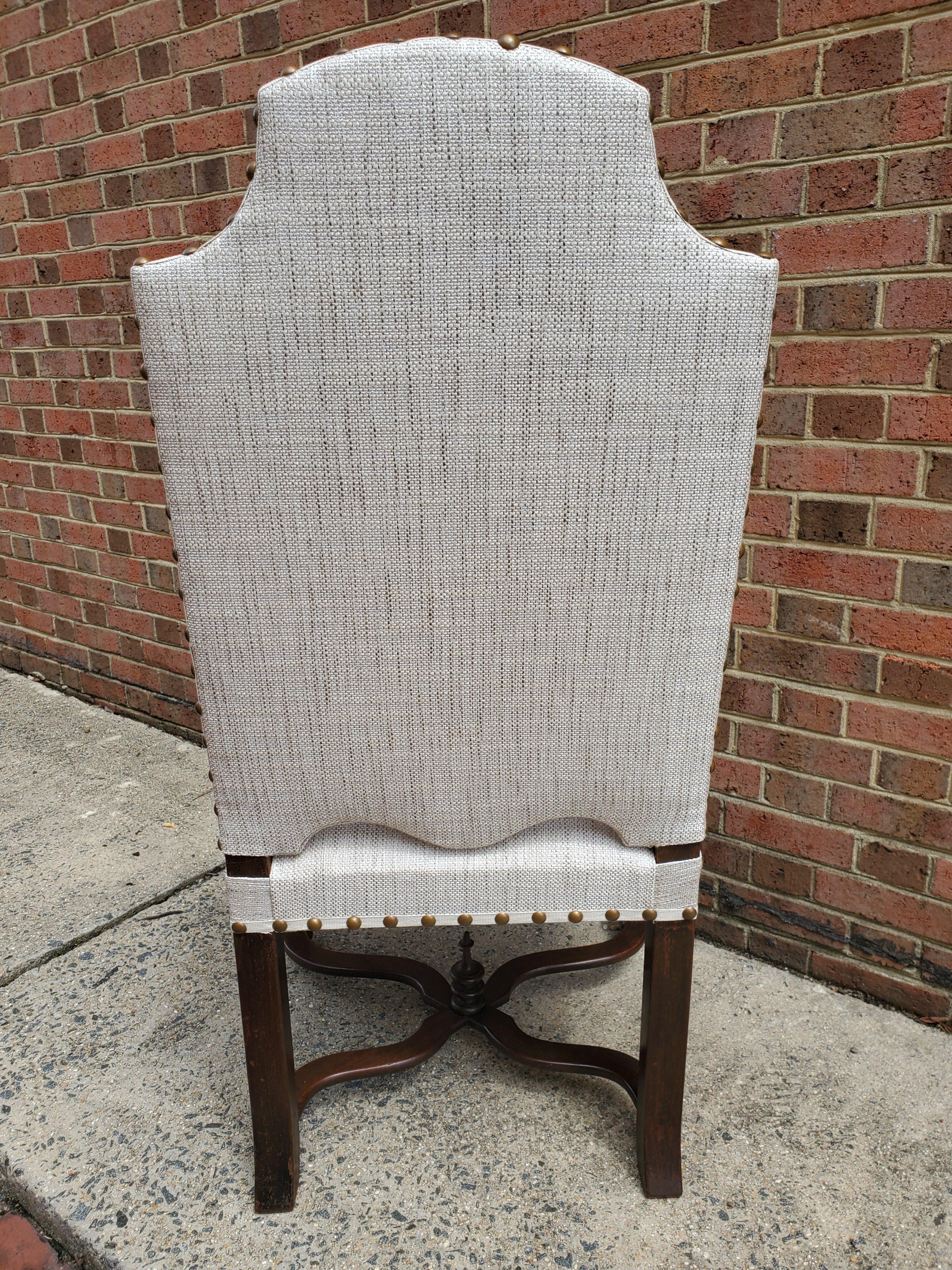 Set of Eight 19th Century Baroque Styled French Armchairs Upholstered in Linen 6
