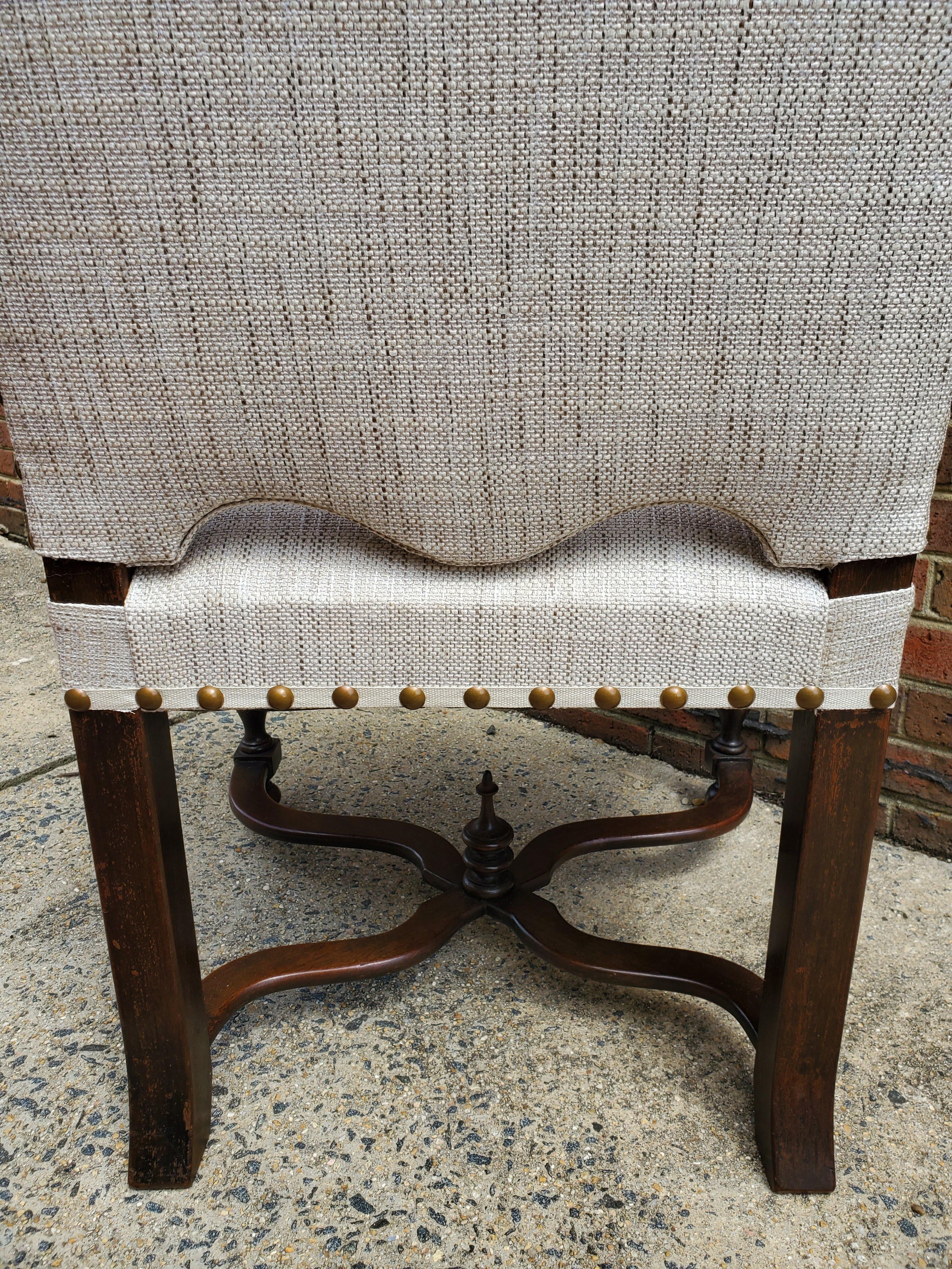 Set of Eight 19th Century Baroque Styled French Armchairs Upholstered in Linen 7