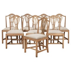 Set of Eight 19th Century Bleached Mahogany Dining Chairs