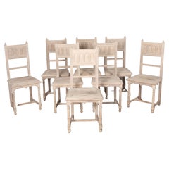 Set of Eight 19th Century Bleached Walnut Chairs