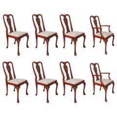 Set of Eight Queen Anne Style Red Chinoiserie Dining Chairs