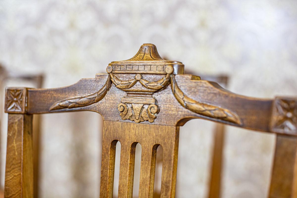 Ensemble de huit chaises Empire en frêne du XIXe siècle avec tapisserie rose saumon en vente 5