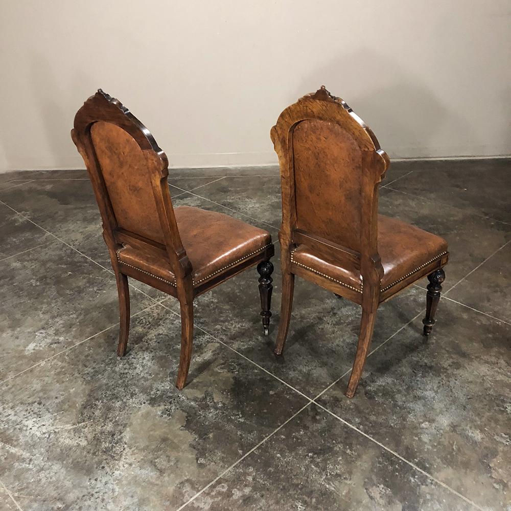 Set of Eight 19th Century French Walnut Renaissance Dining Chairs 7