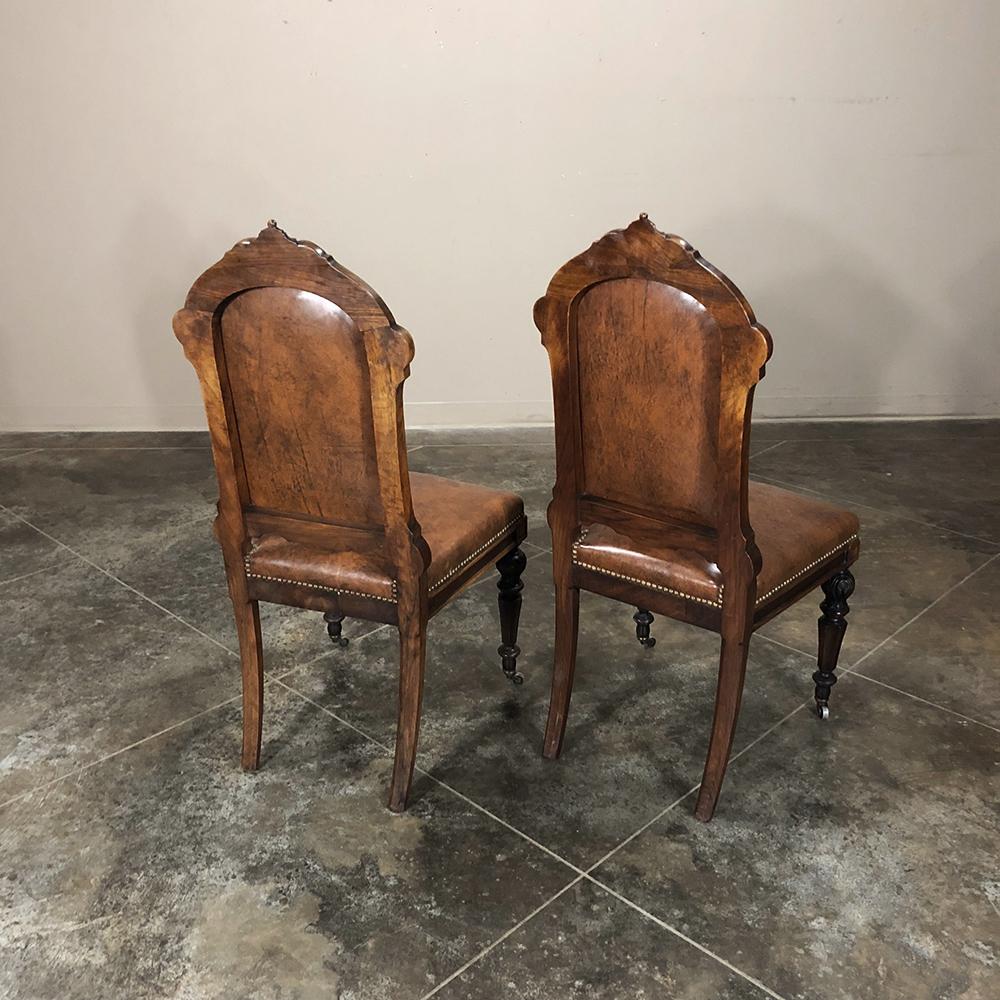 Set of Eight 19th Century French Walnut Renaissance Dining Chairs 13