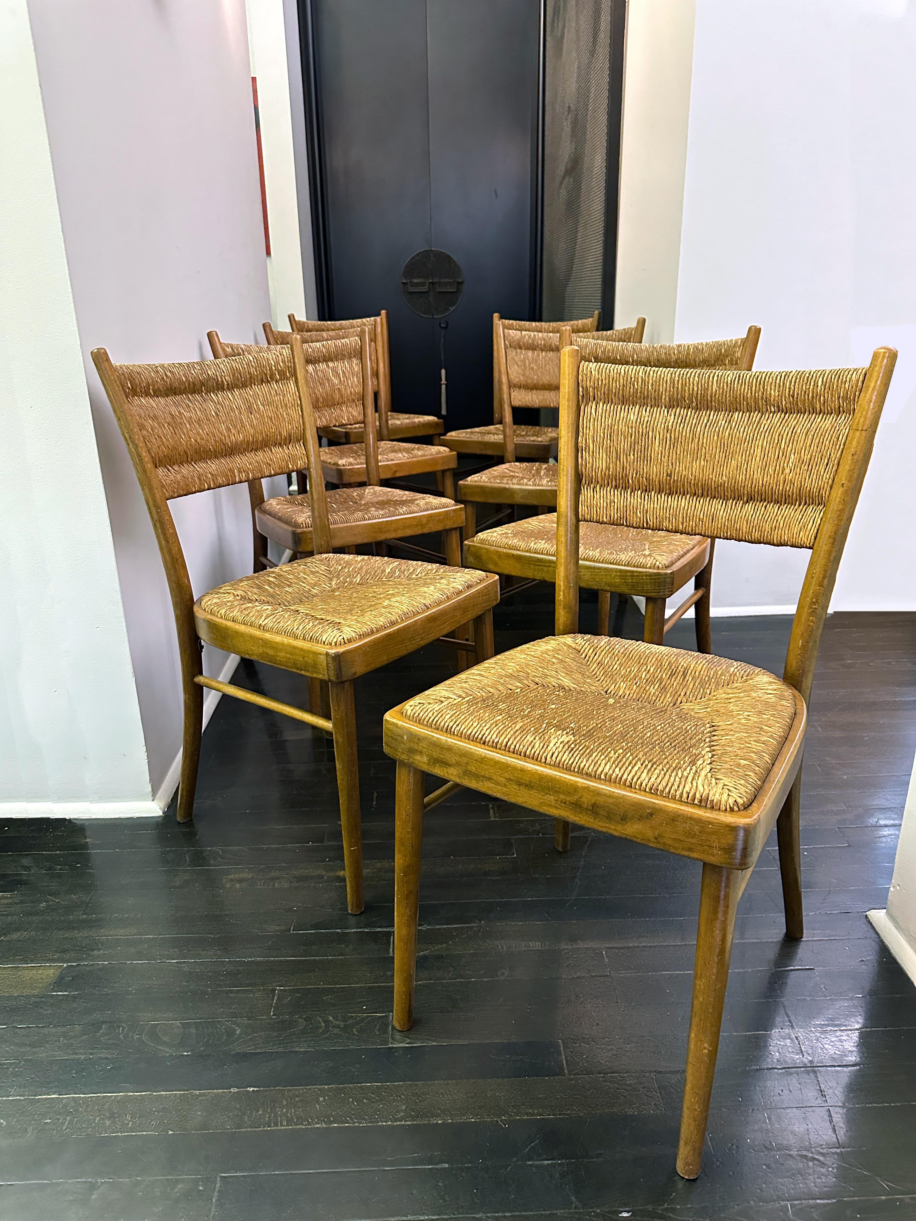 Ensemble de huit chaises de salle à manger en rotin allemand du 19e siècle en vente 2