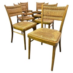 Ensemble de huit chaises de salle à manger en rotin allemand du 19e siècle