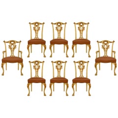 Antique Set of Eight 19th Century Italian Chippendale St. Chairs