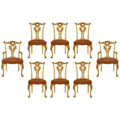 Set of Eight 19th Century Italian Chippendale St. Chairs