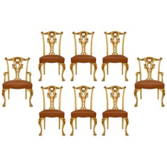 Set of Eight 19th Century Italian Chippendale St. Chairs