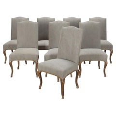 Set of Eight 19th Century Italian Upholstered and Lacquered Dining Chairs