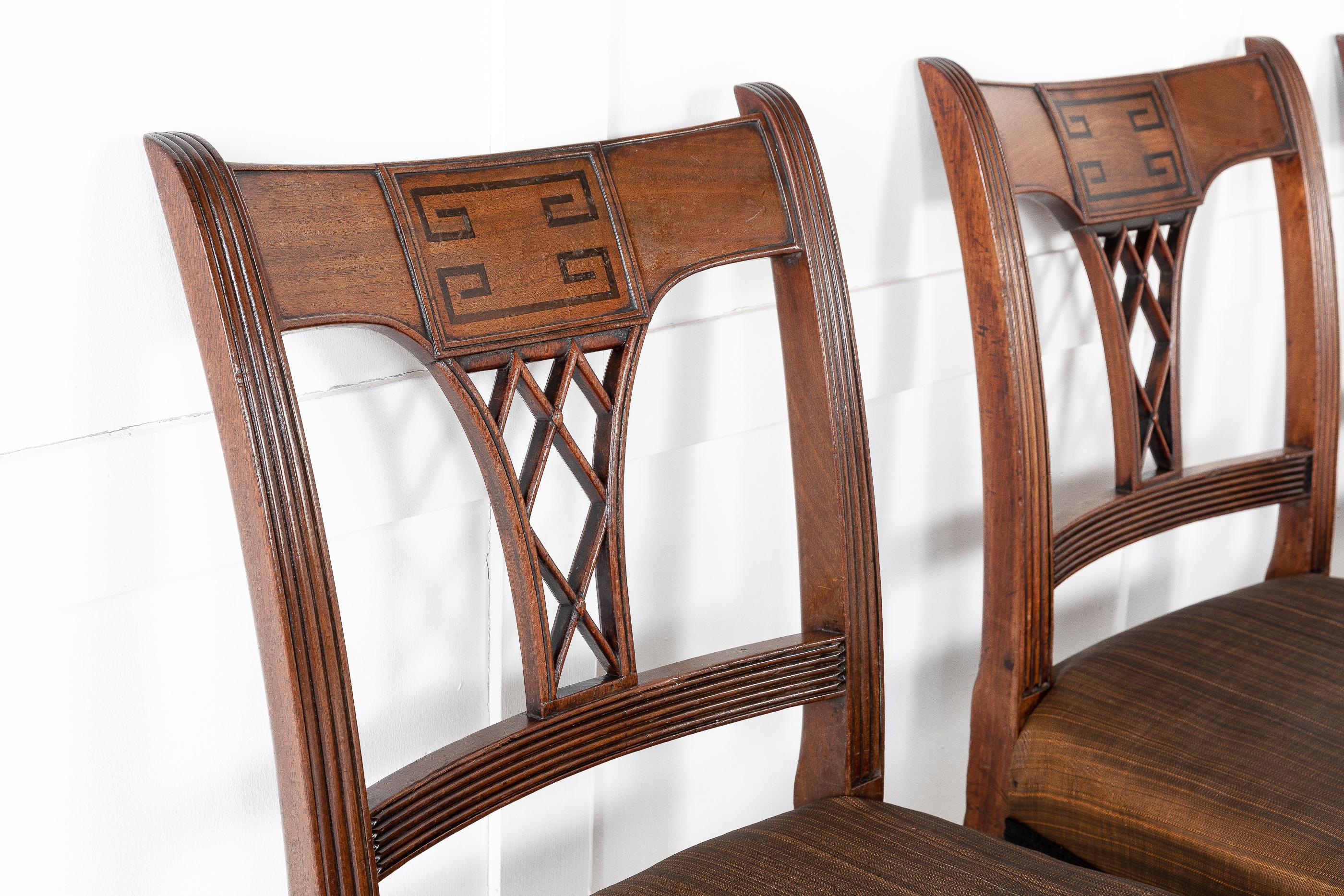 European Set of Eight 19th Century Regency Mahogany Dining Chairs