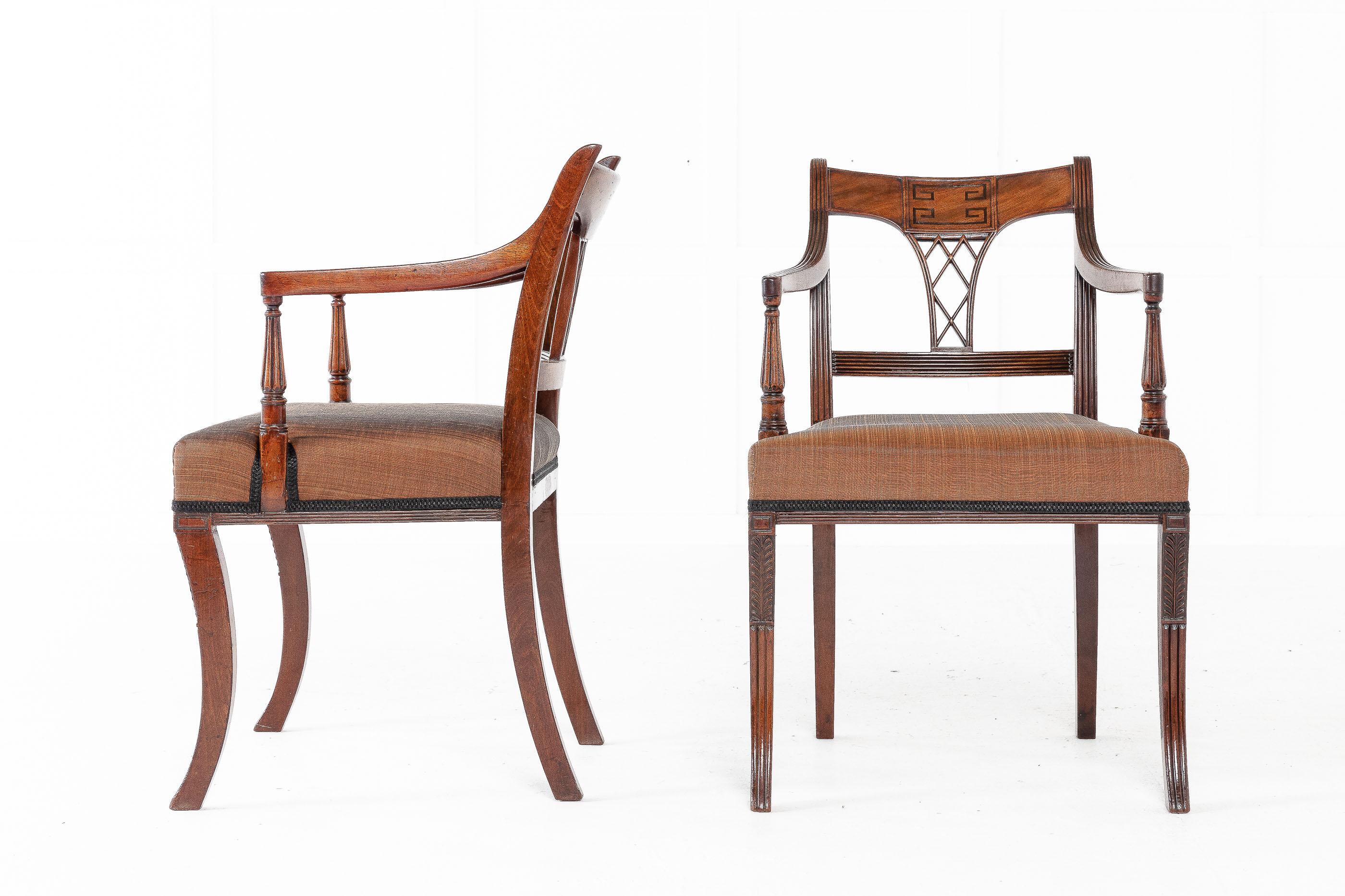 Ebony Set of Eight 19th Century Regency Mahogany Dining Chairs