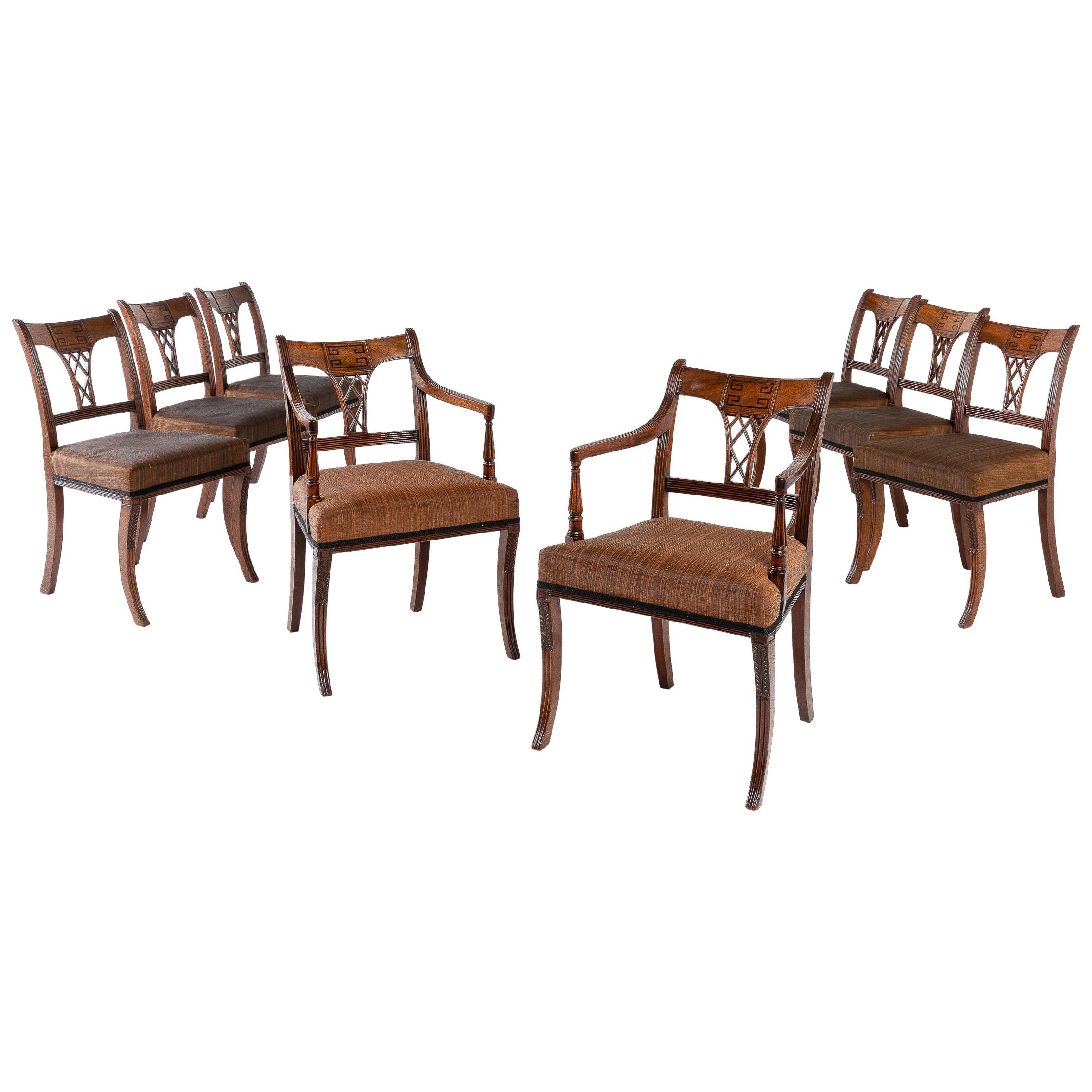 Set of Eight 19th Century Regency Mahogany Dining Chairs