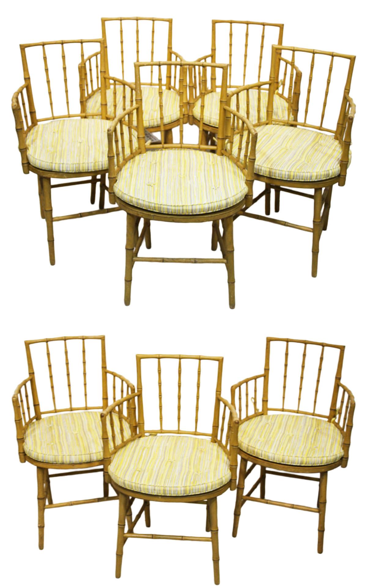 Set of Eight 19th Century Regency Painted Bamboo Chairs siglo XIX en venta