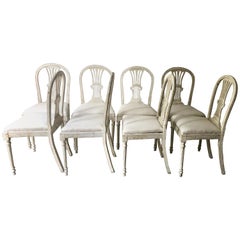 Set of Eight 19th Century Swedish Painted Wheatsheaf Dining Chairs