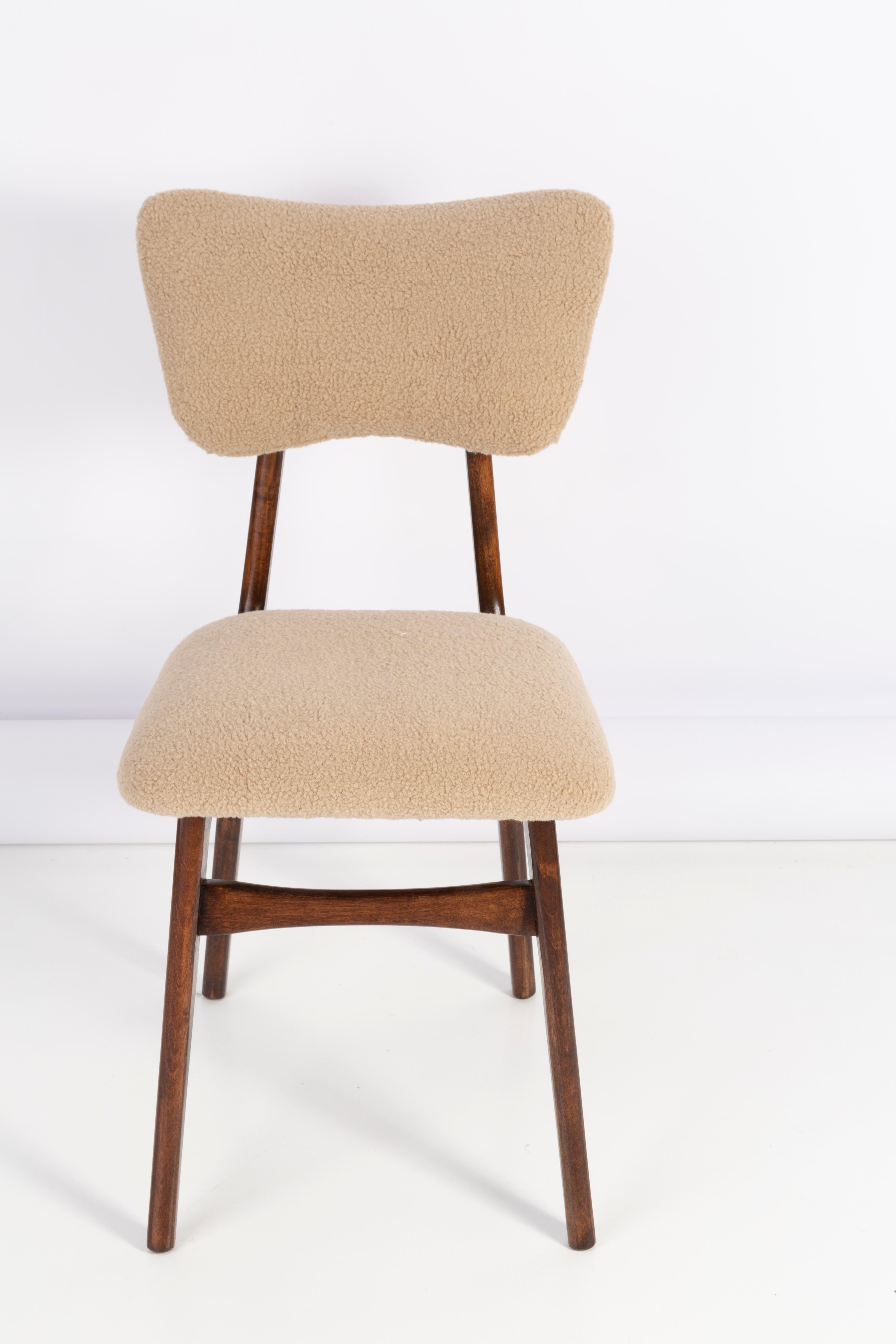 Set of Eight 20th Century Camel Boucle Chairs, 1960s For Sale 8