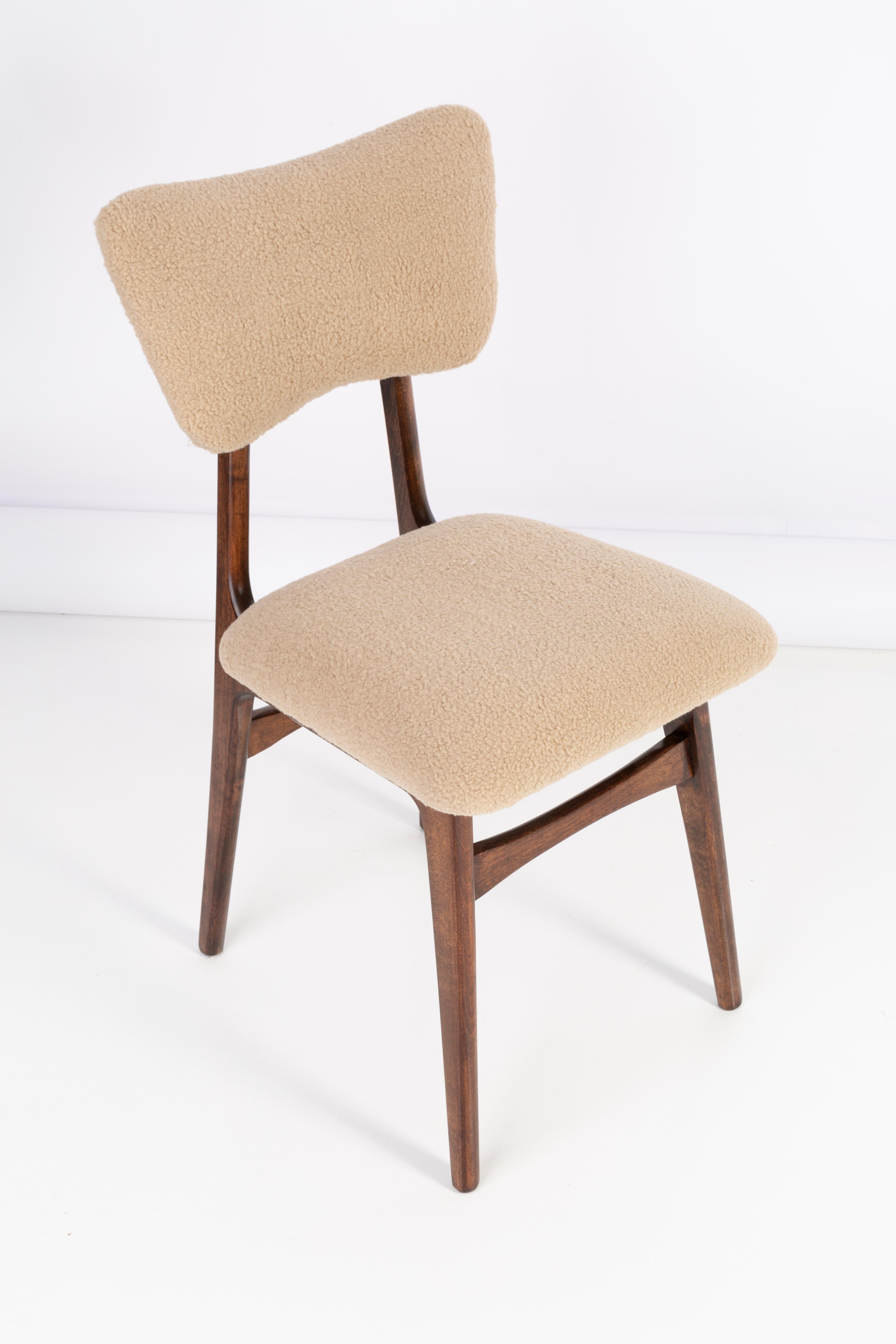 Polish Set of Eight 20th Century Camel Boucle Chairs, 1960s For Sale