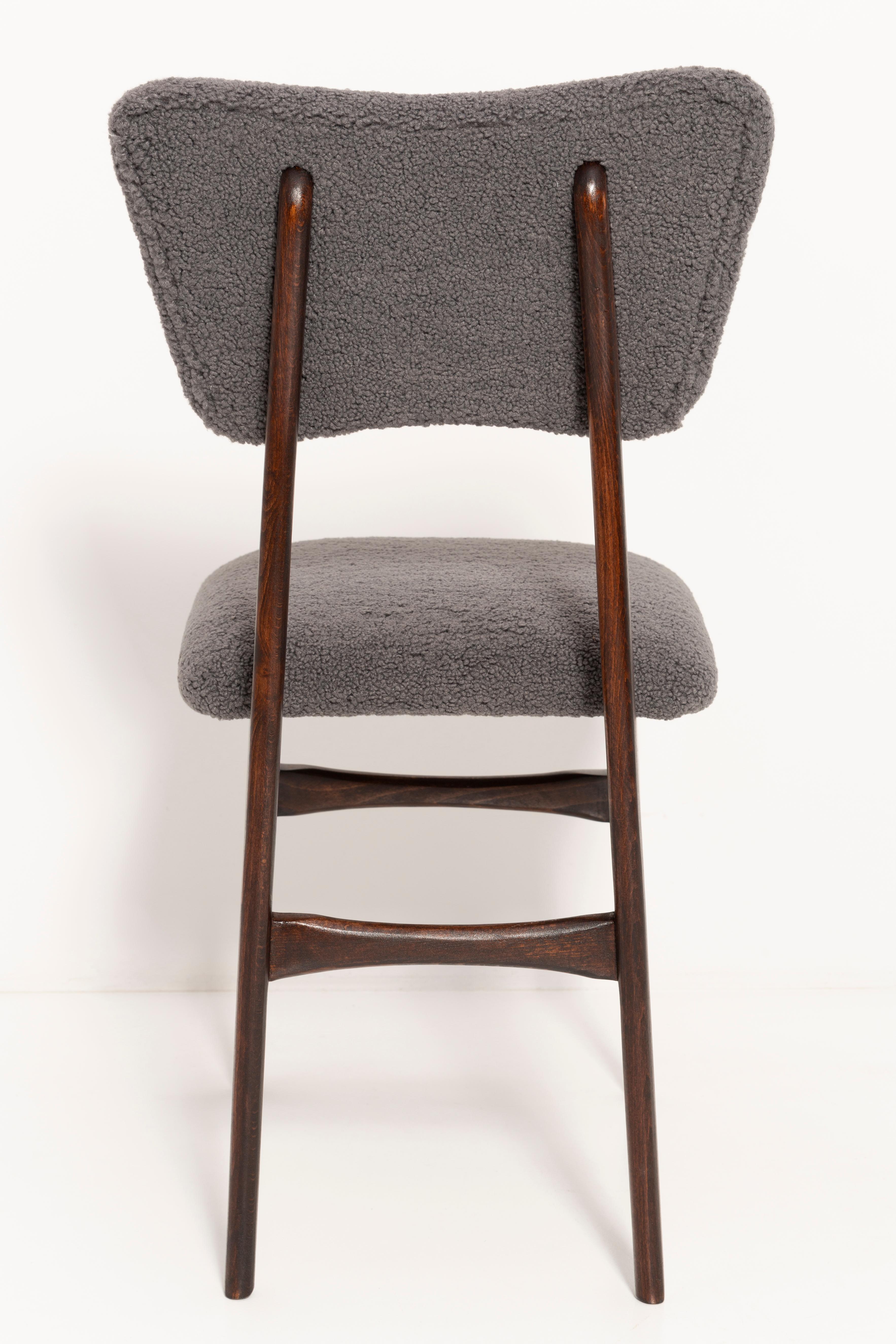 Set of Eight 20th Century Dark Gray Boucle Chairs, Europe, 1960s For Sale 1