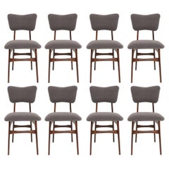 Set of Eight 20th Century Dark Gray Boucle Chairs, Europe, 1960s
