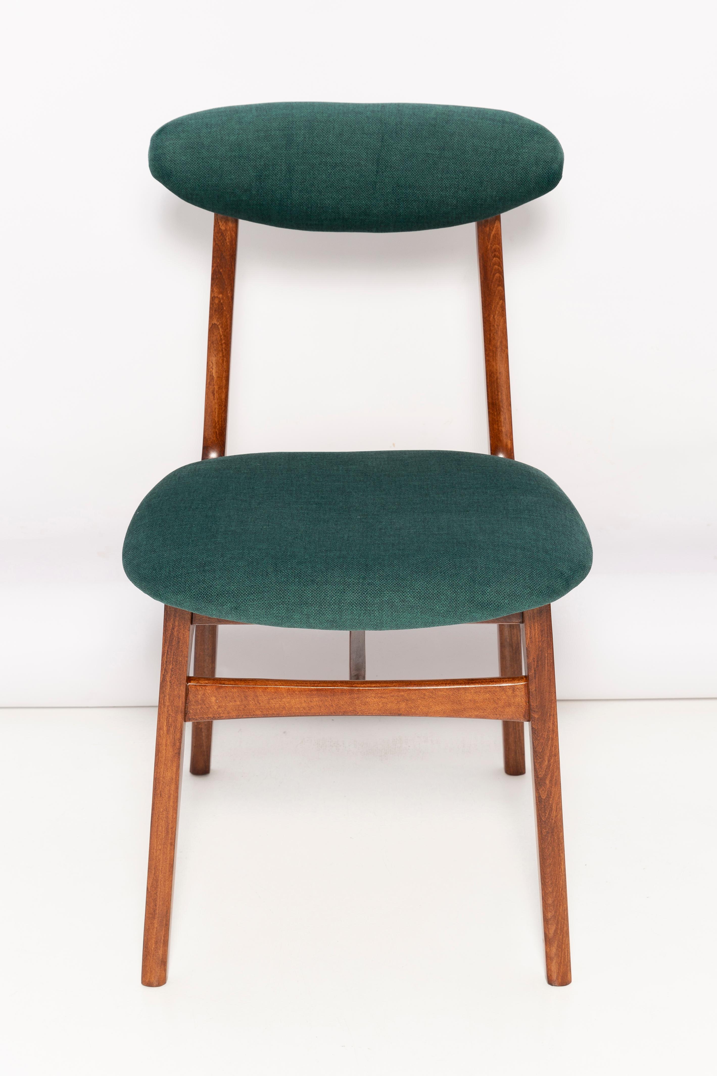 Mid-Century Modern Set of Eight 20th Century Dark Green Rajmund Halas Chairs, Poland, 1960s For Sale