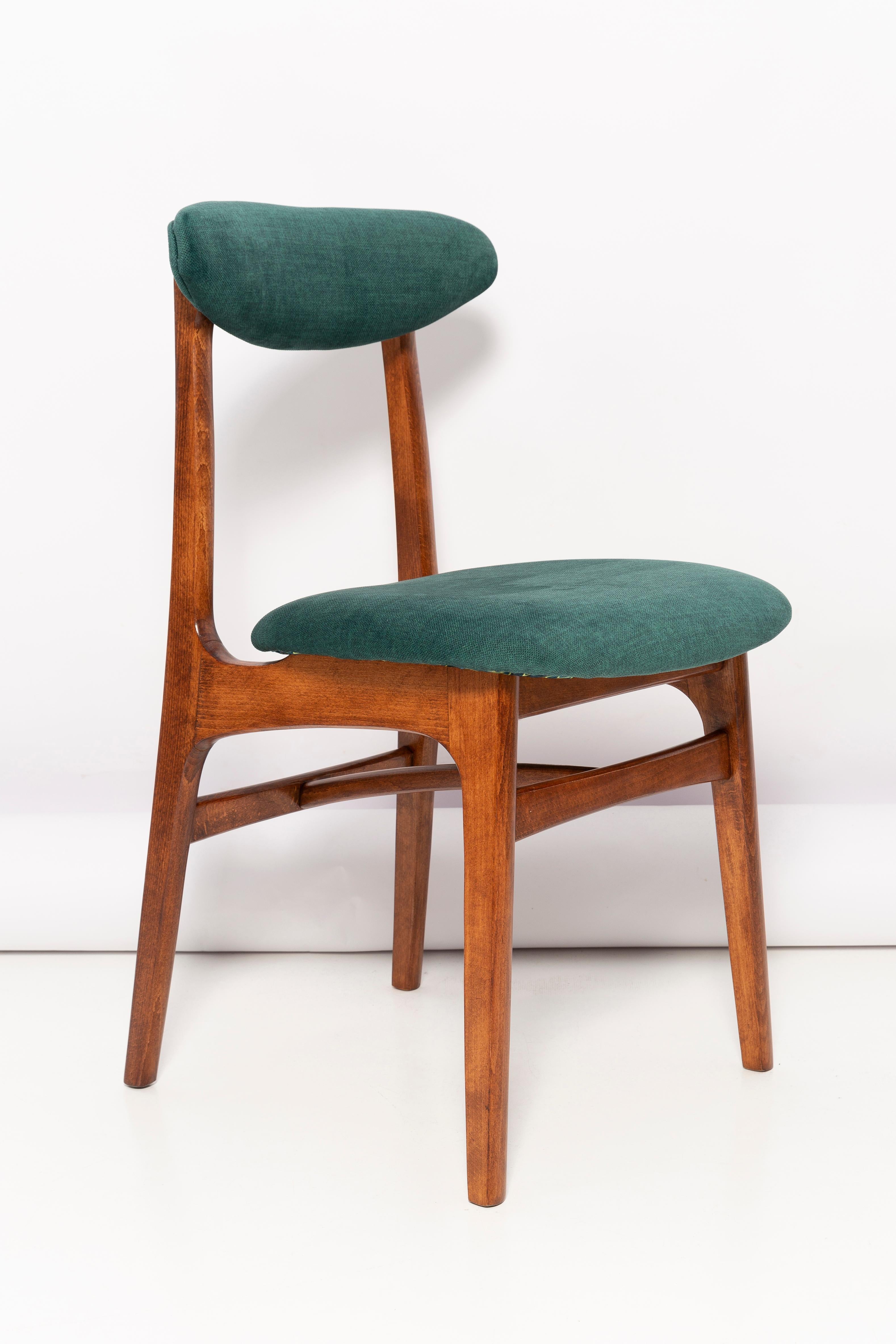 Polish Set of Eight 20th Century Dark Green Rajmund Halas Chairs, Poland, 1960s For Sale