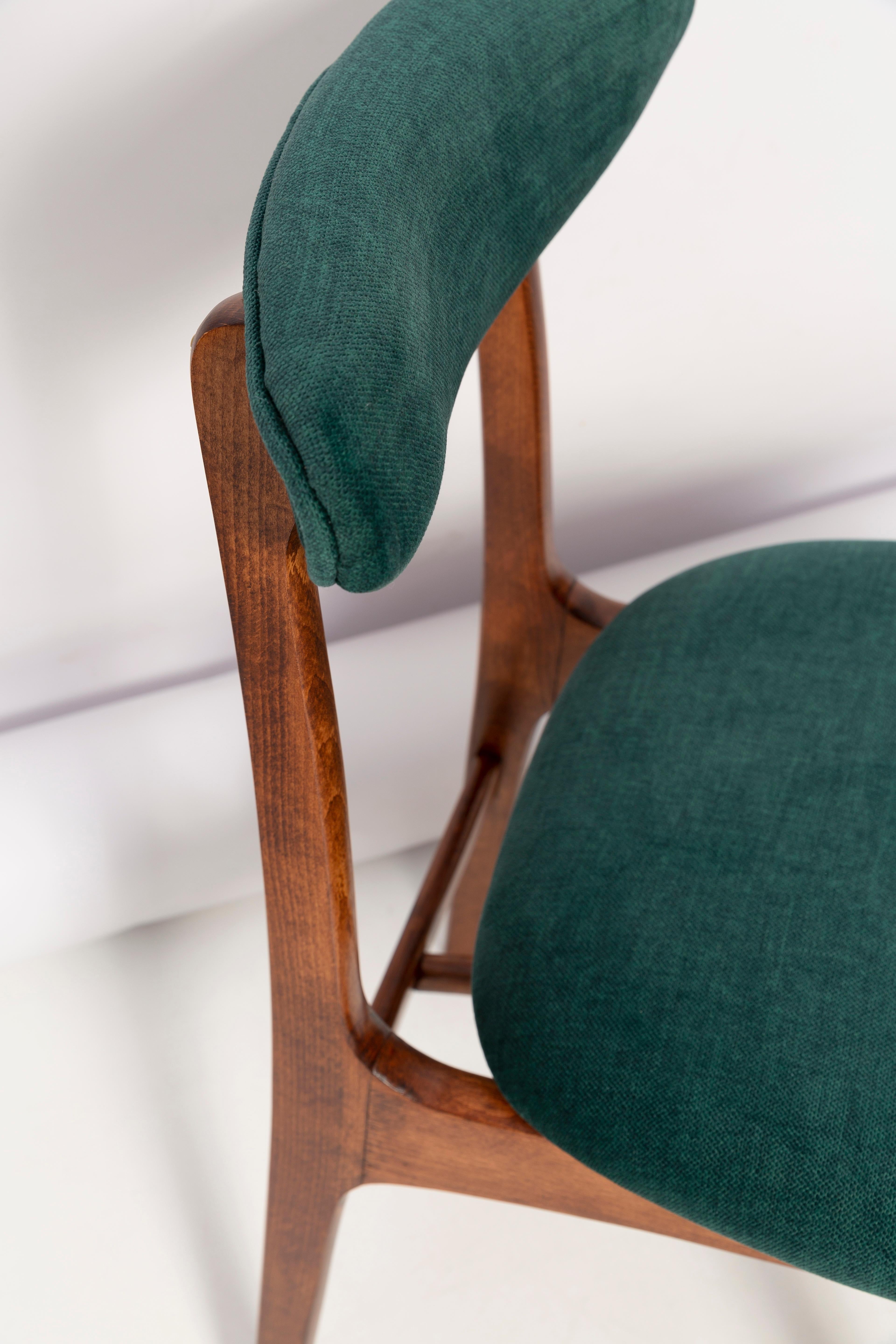 Hand-Crafted Set of Eight 20th Century Dark Green Rajmund Halas Chairs, Poland, 1960s For Sale