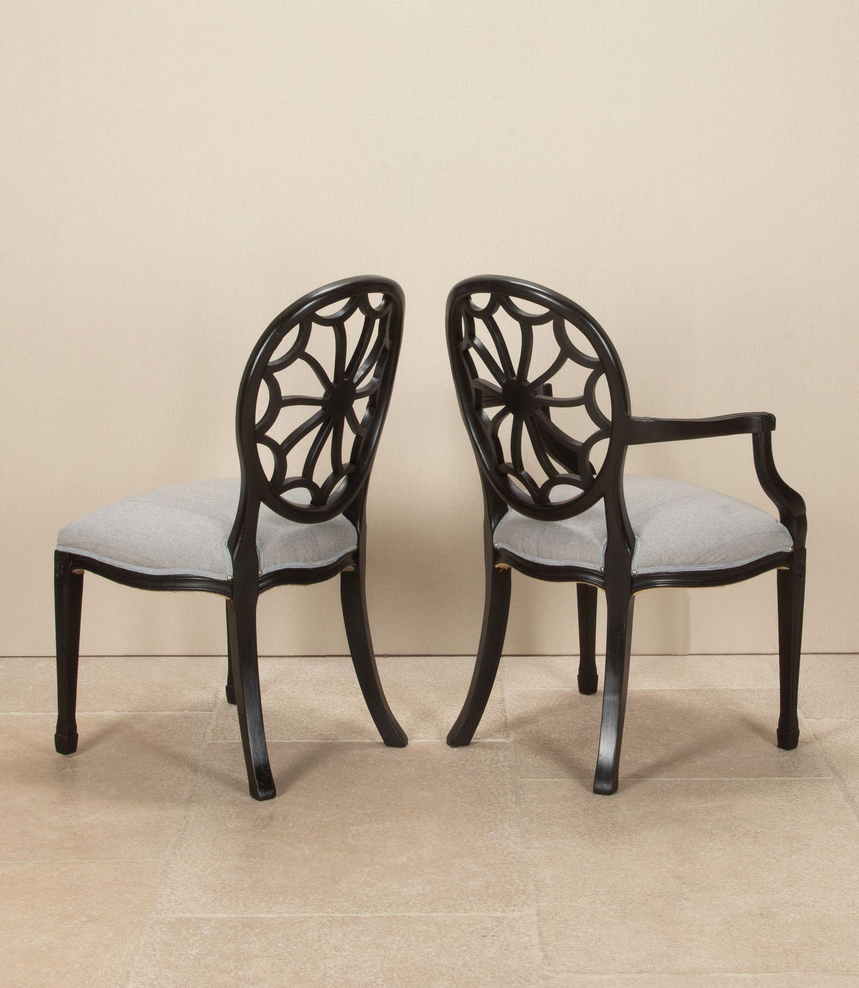 Neoclassical Set of Eight 20th Century Ebonised Neo-Classical Dining Chairs For Sale
