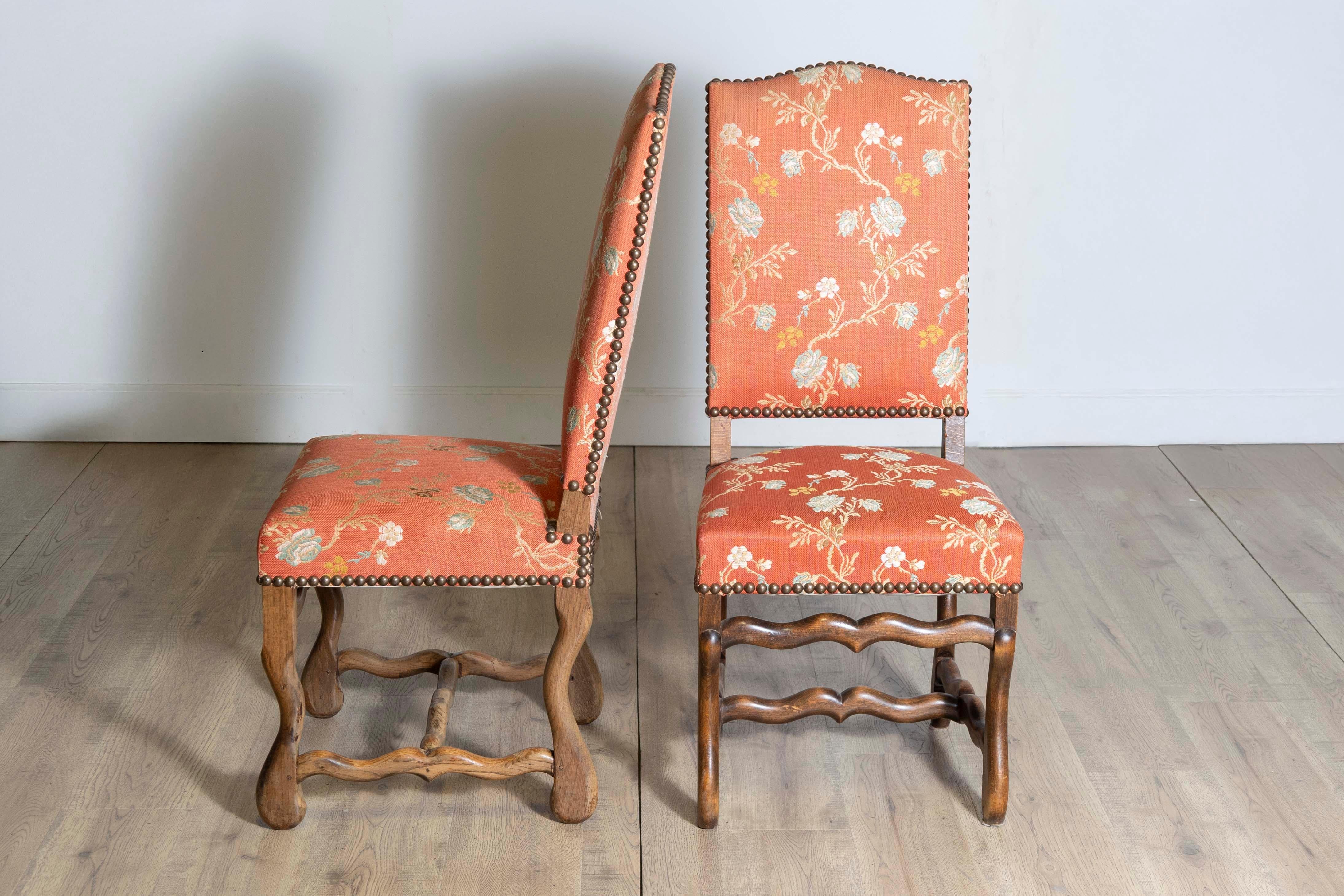 Louis XIII Set of Eight 20th Century French Mutton Leg Side Chairs