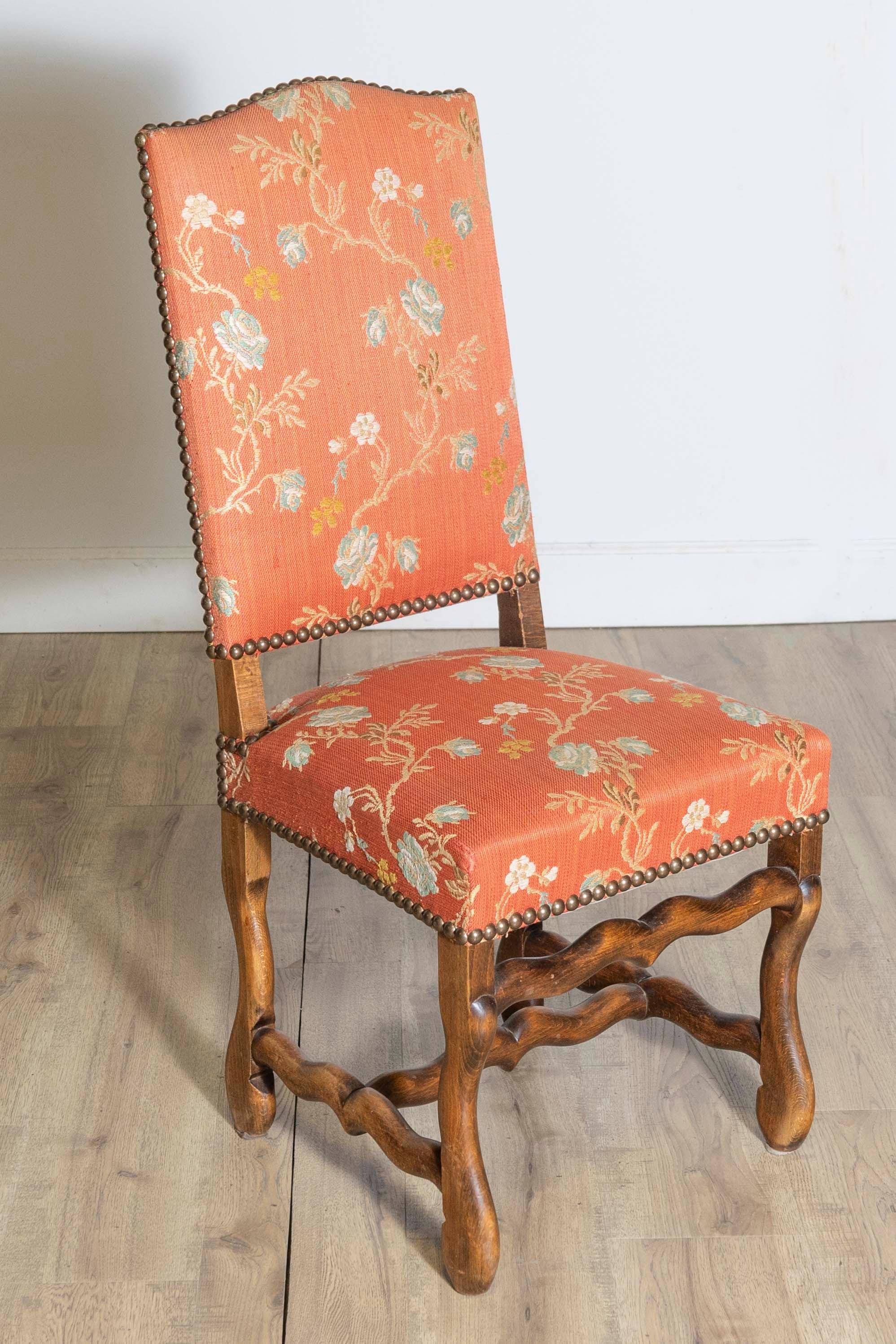 Upholstery Set of Eight 20th Century French Mutton Leg Side Chairs