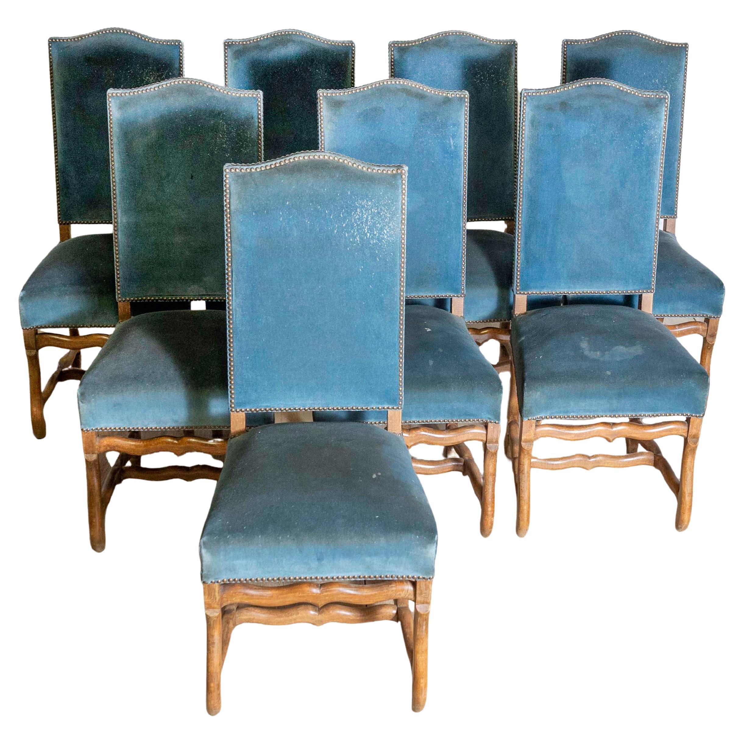 Set of Eight 20th Century French Mutton Leg Side Chairs