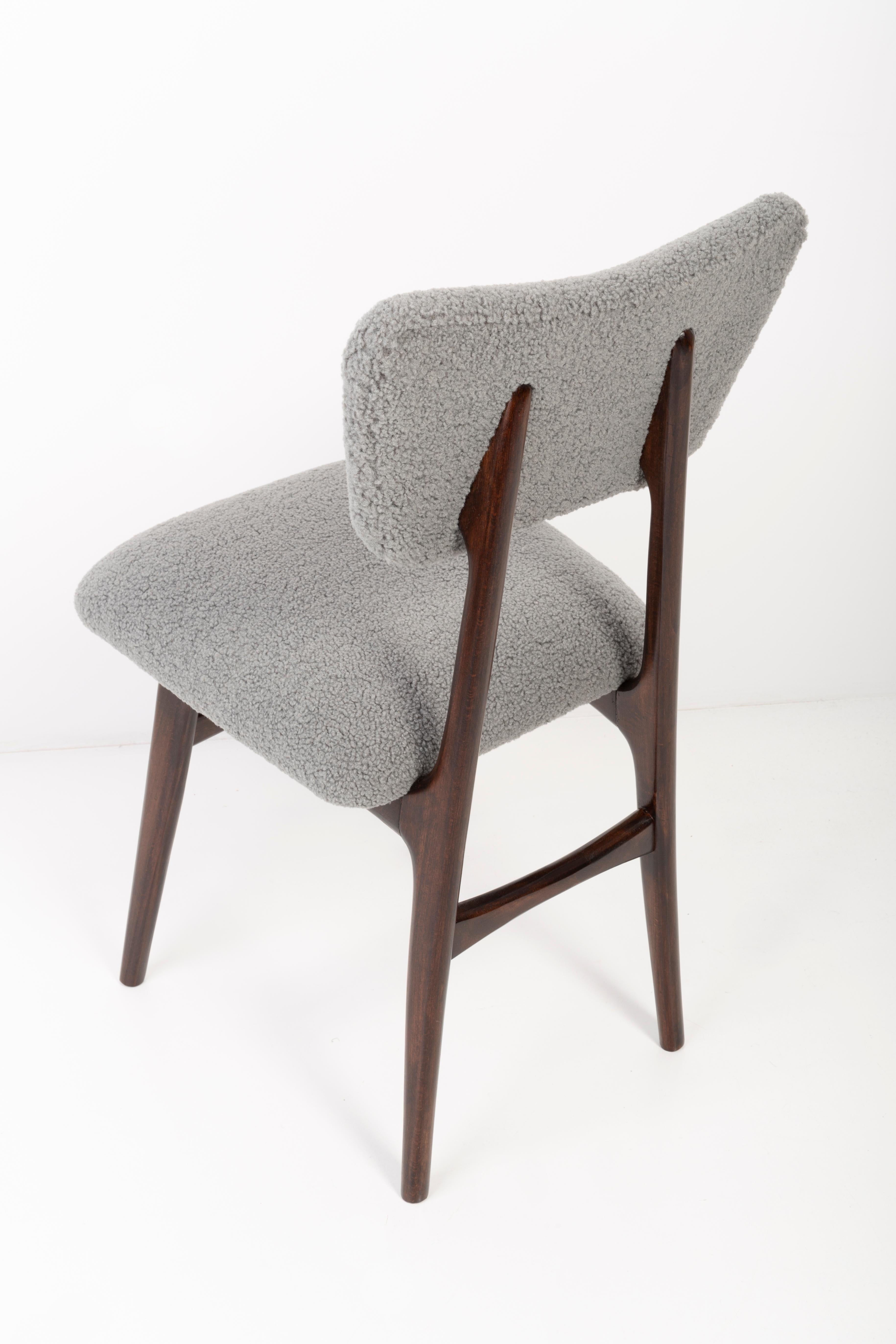 Ensemble de huit chaises en bouclette grise du XXe siècle, années 1960 en vente 3