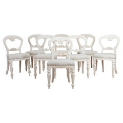 Set of Eight 20th Century Gustavian Style Dining Chairs