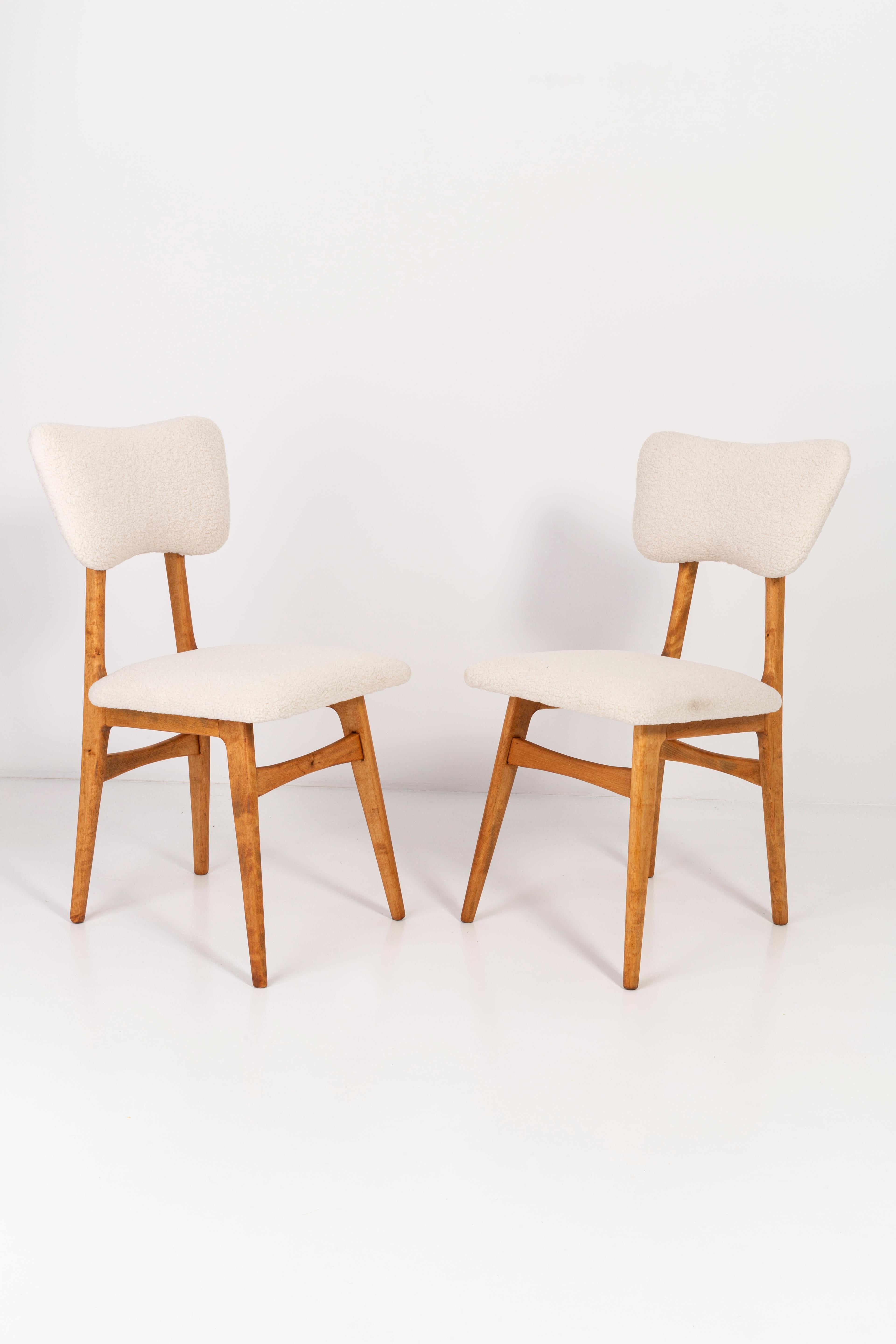 Set of Eight 20th Century Light Crème Boucle Chairs, 1960s For Sale 6