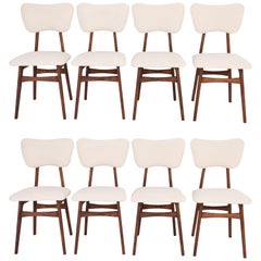 Set of Eight 20th Century Light Crème Boucle Chairs, 1960s