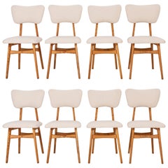 Set of Eight 20th Century Light Crème Boucle Chairs, 1960s